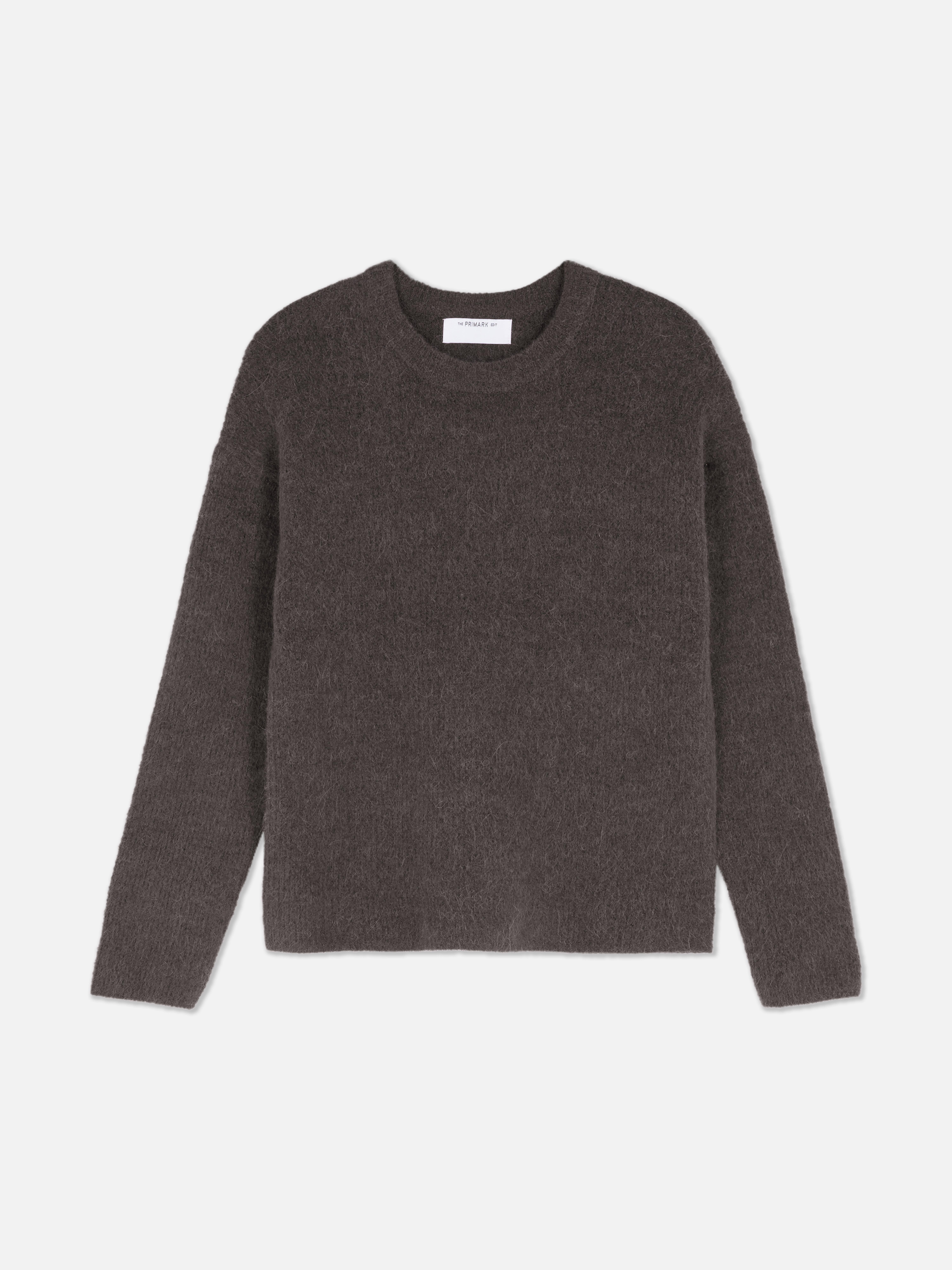 Women's Gray The Edit Ribbed Crew Neck Sweate