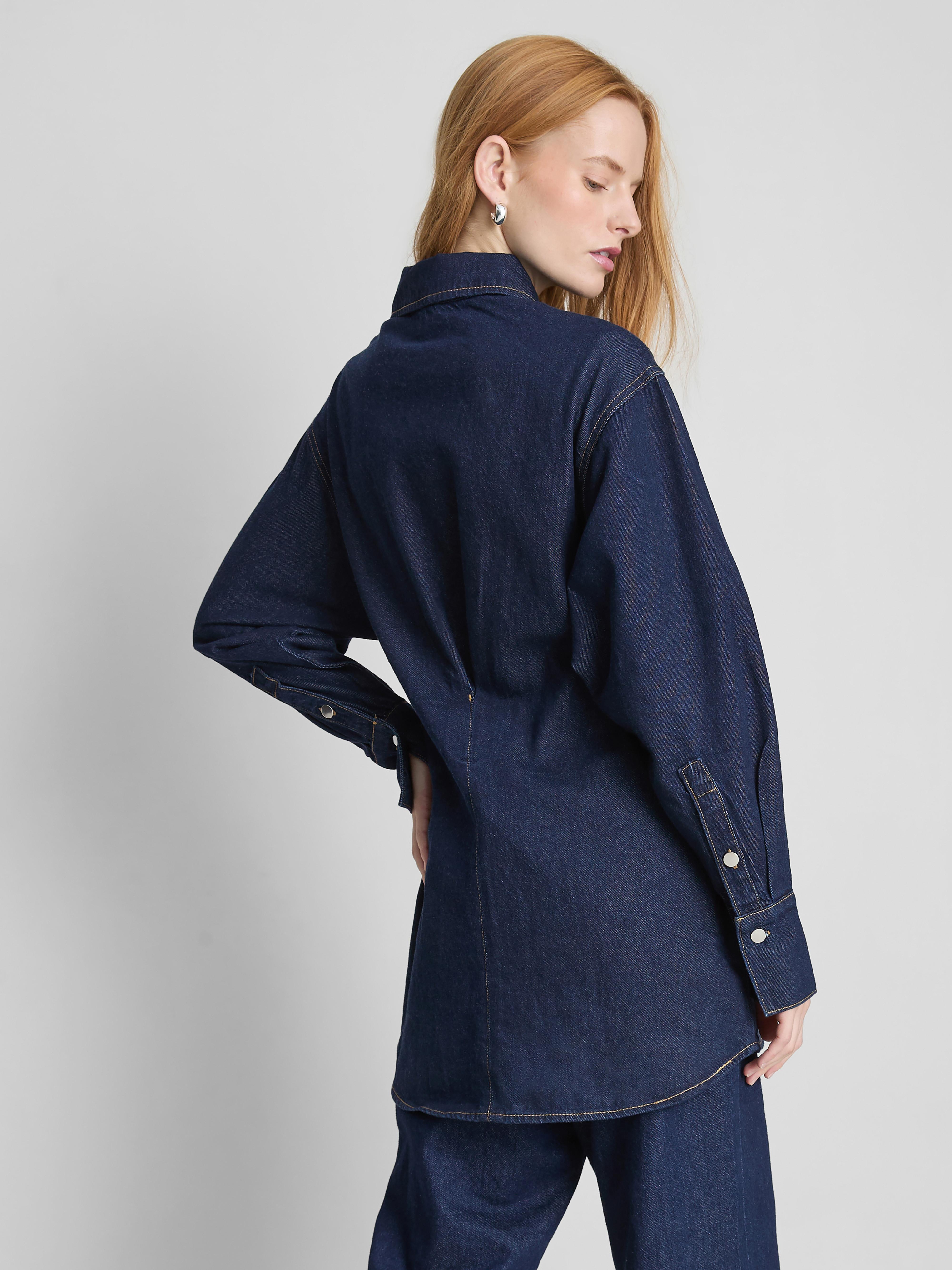 Cotton Denim Cinched Mini Dress