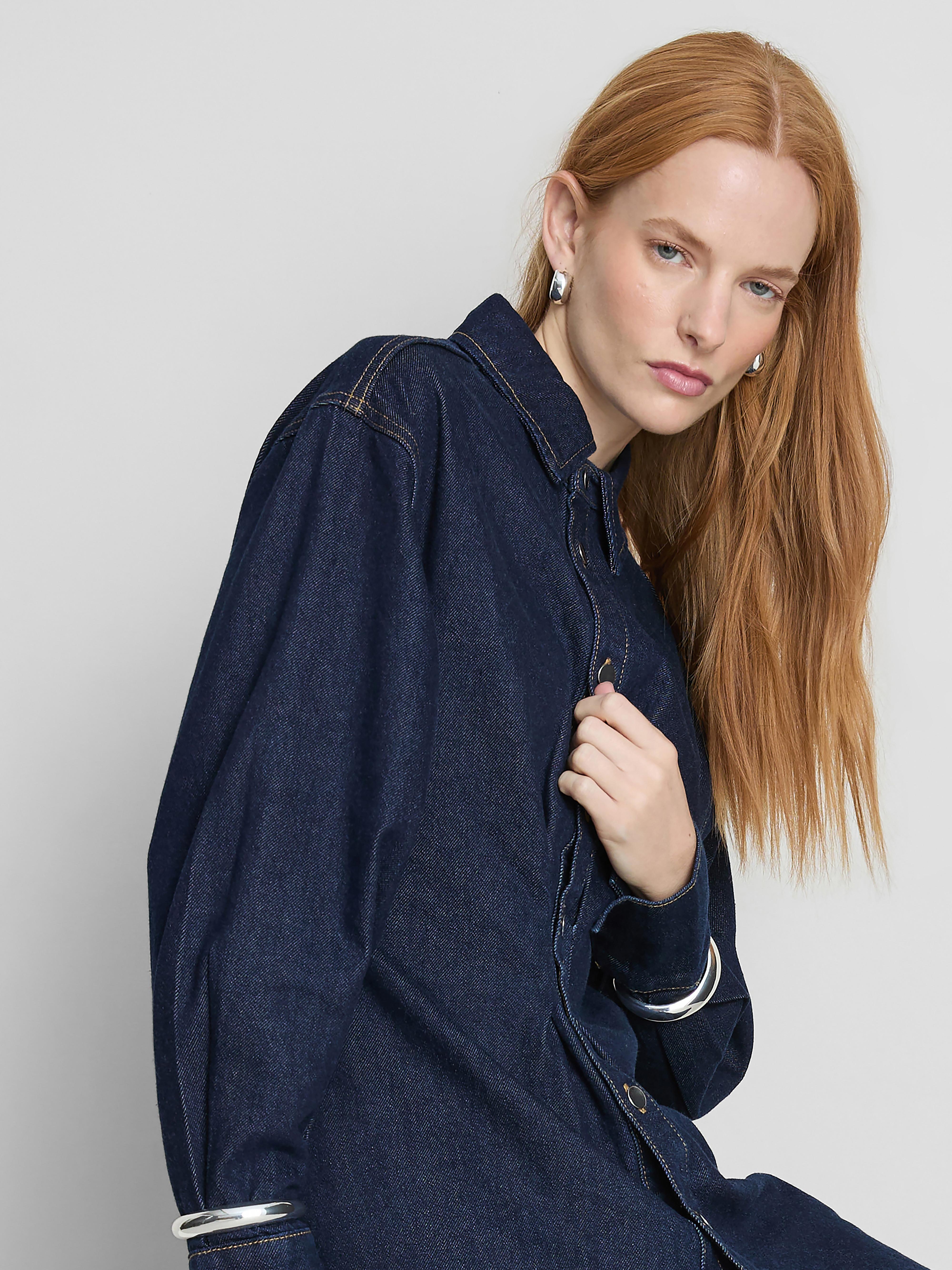 Cotton Denim Cinched Mini Dress