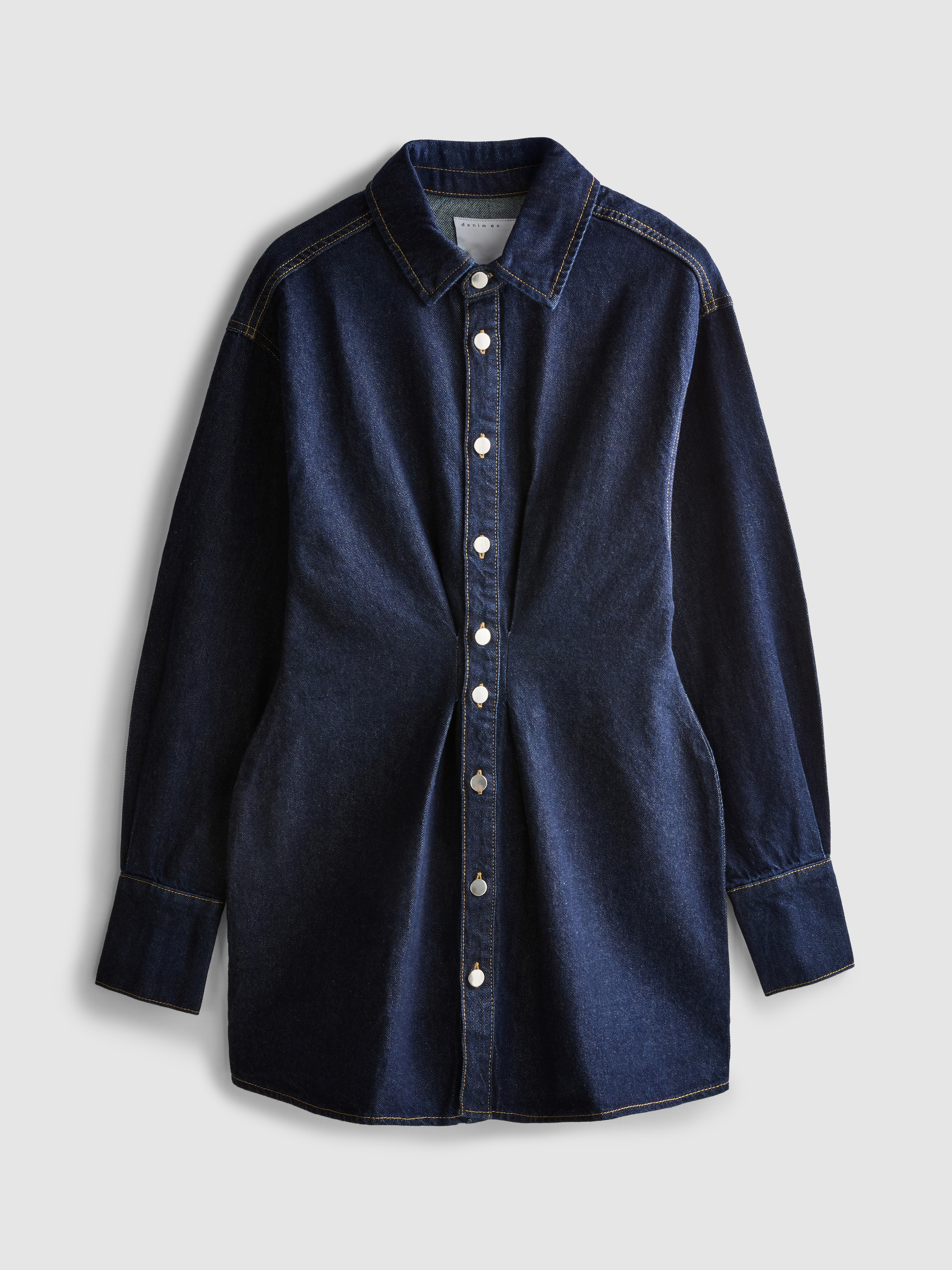 Cotton Denim Cinched Mini Dress