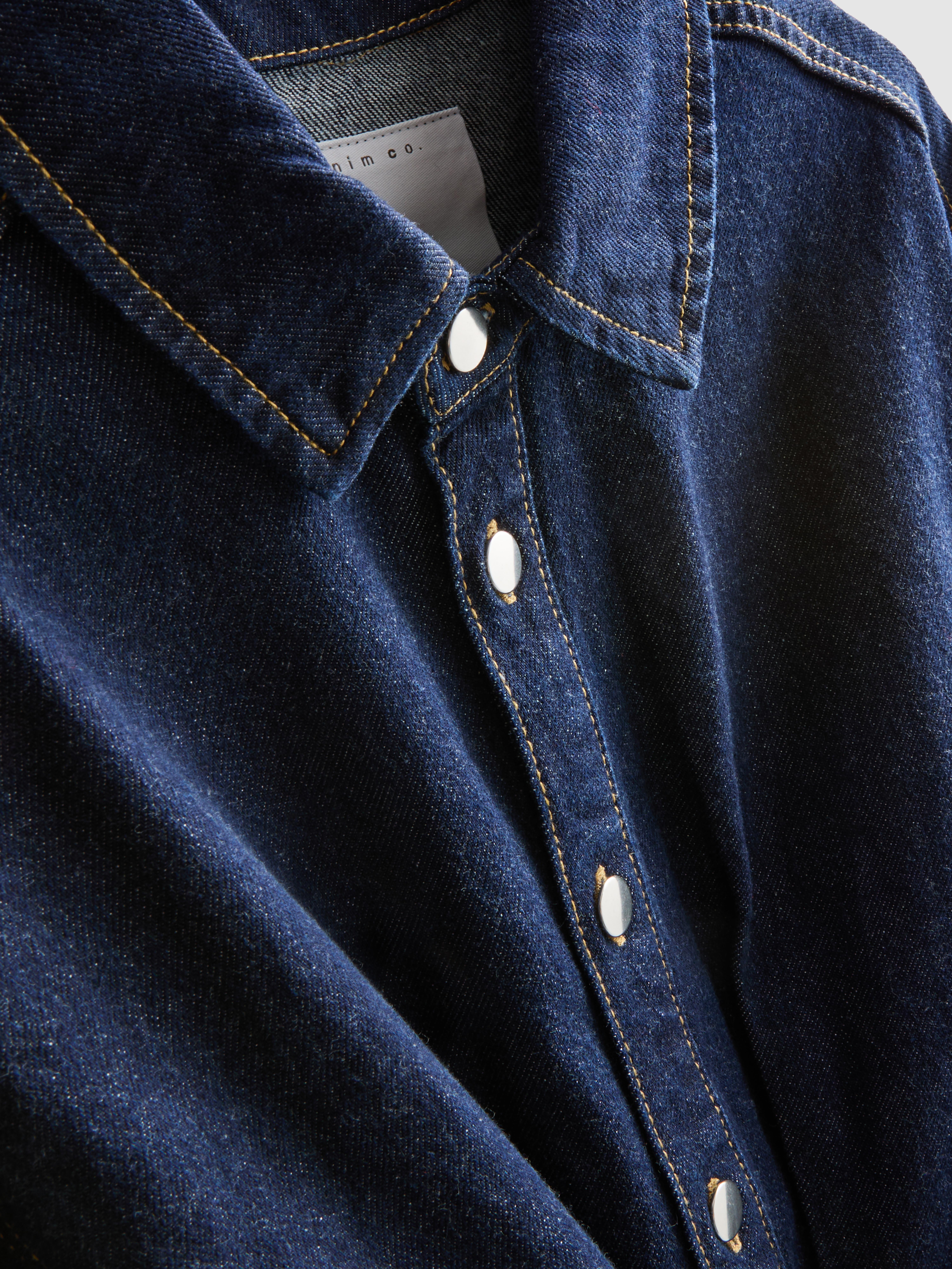 Cotton Denim Cinched Mini Dress