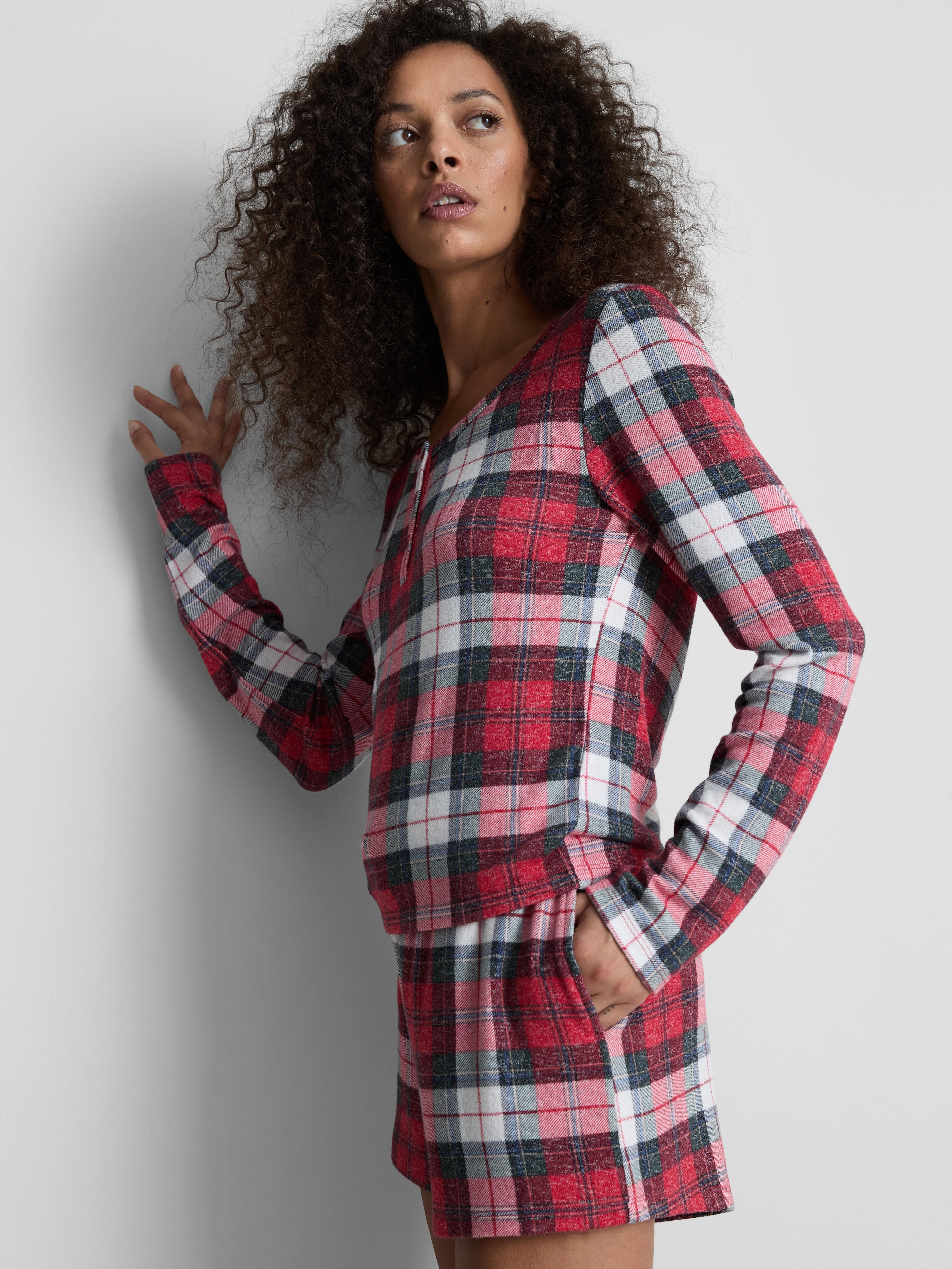 Long Sleeve Check Pyjama Top