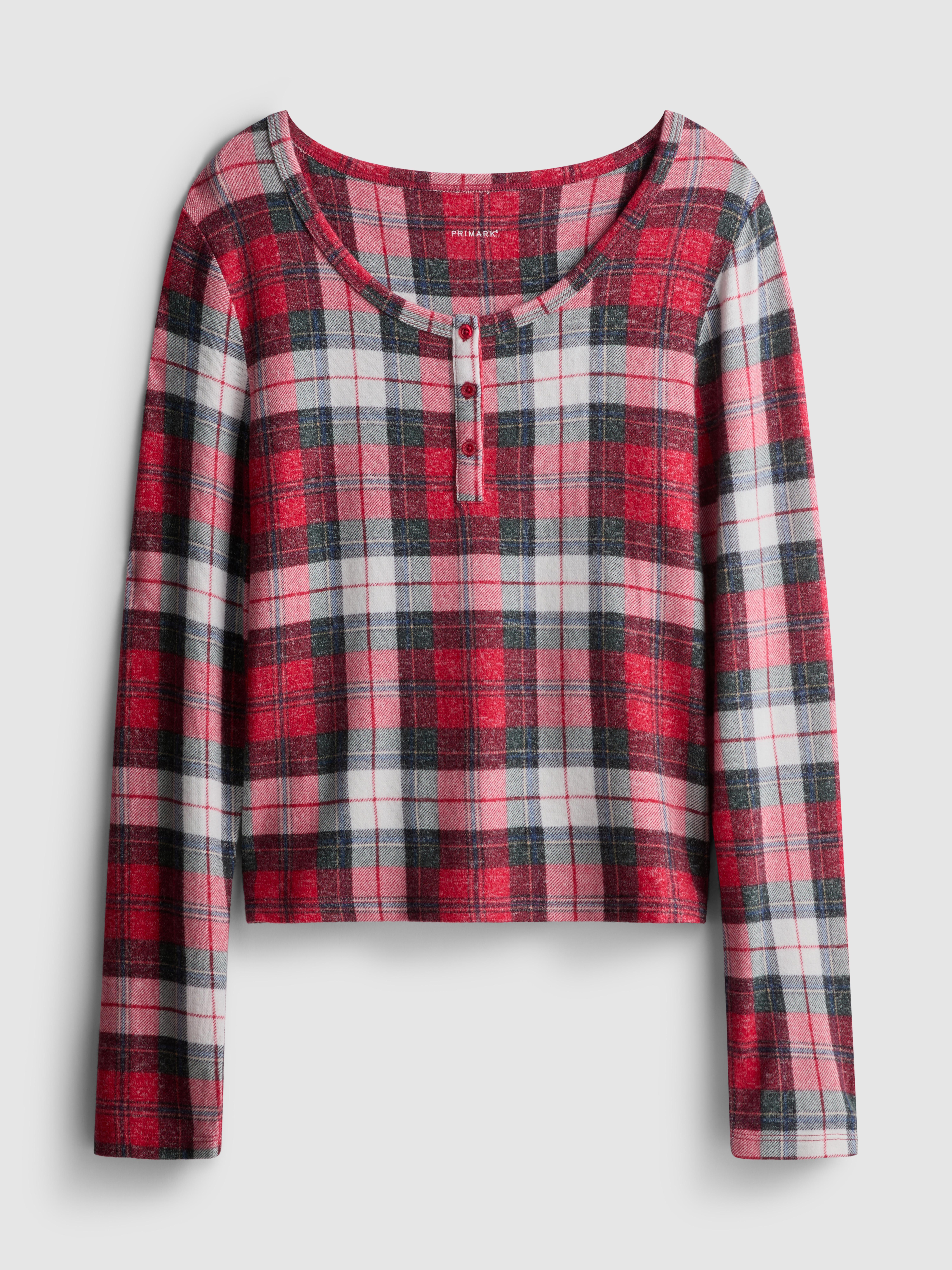 Long Sleeve Check Pyjama Top
