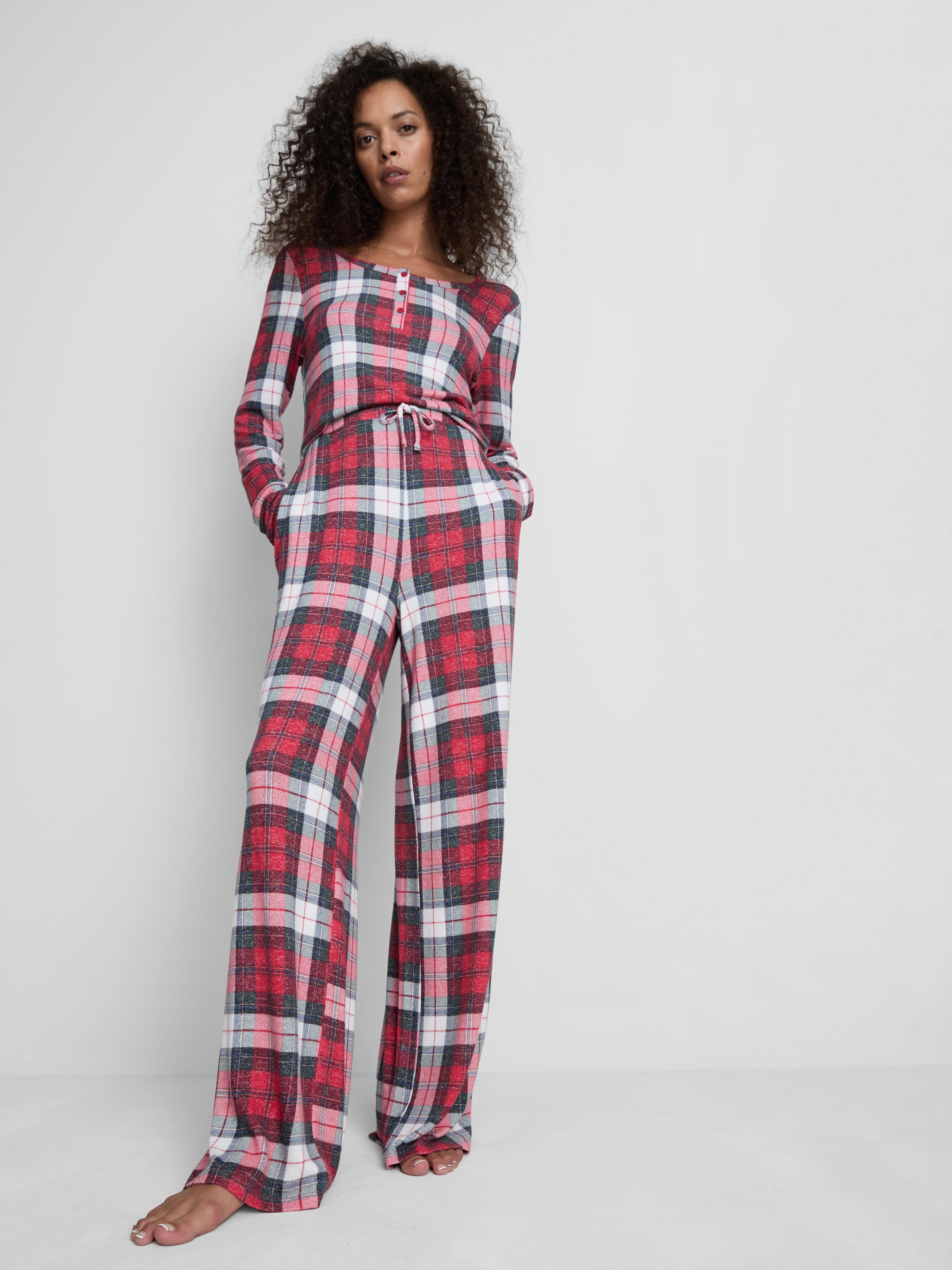 Wide Leg Check Pyjama Bottoms