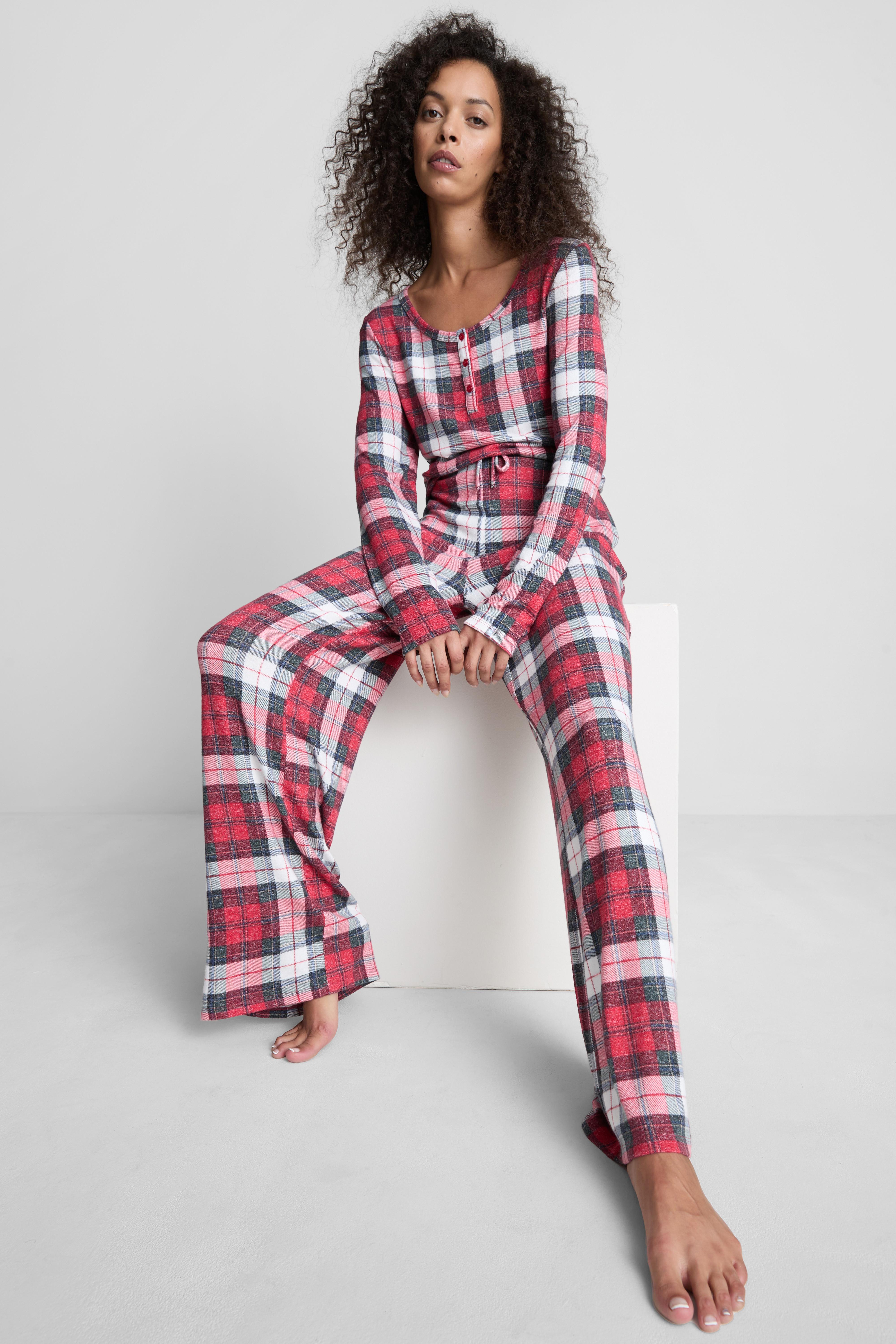 Wide Leg Check Pyjama Bottoms