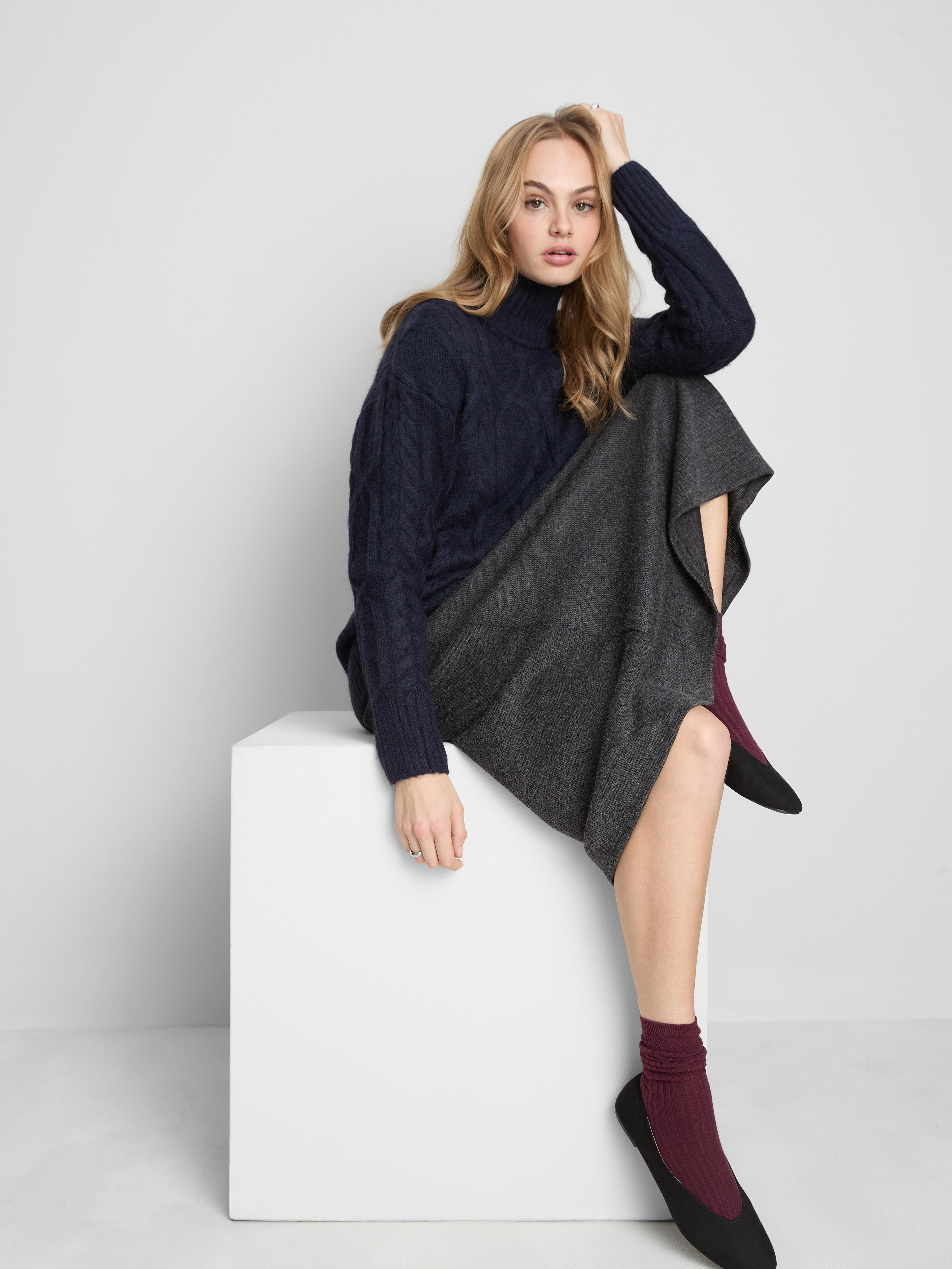 High Neck Cable Knit Jumper