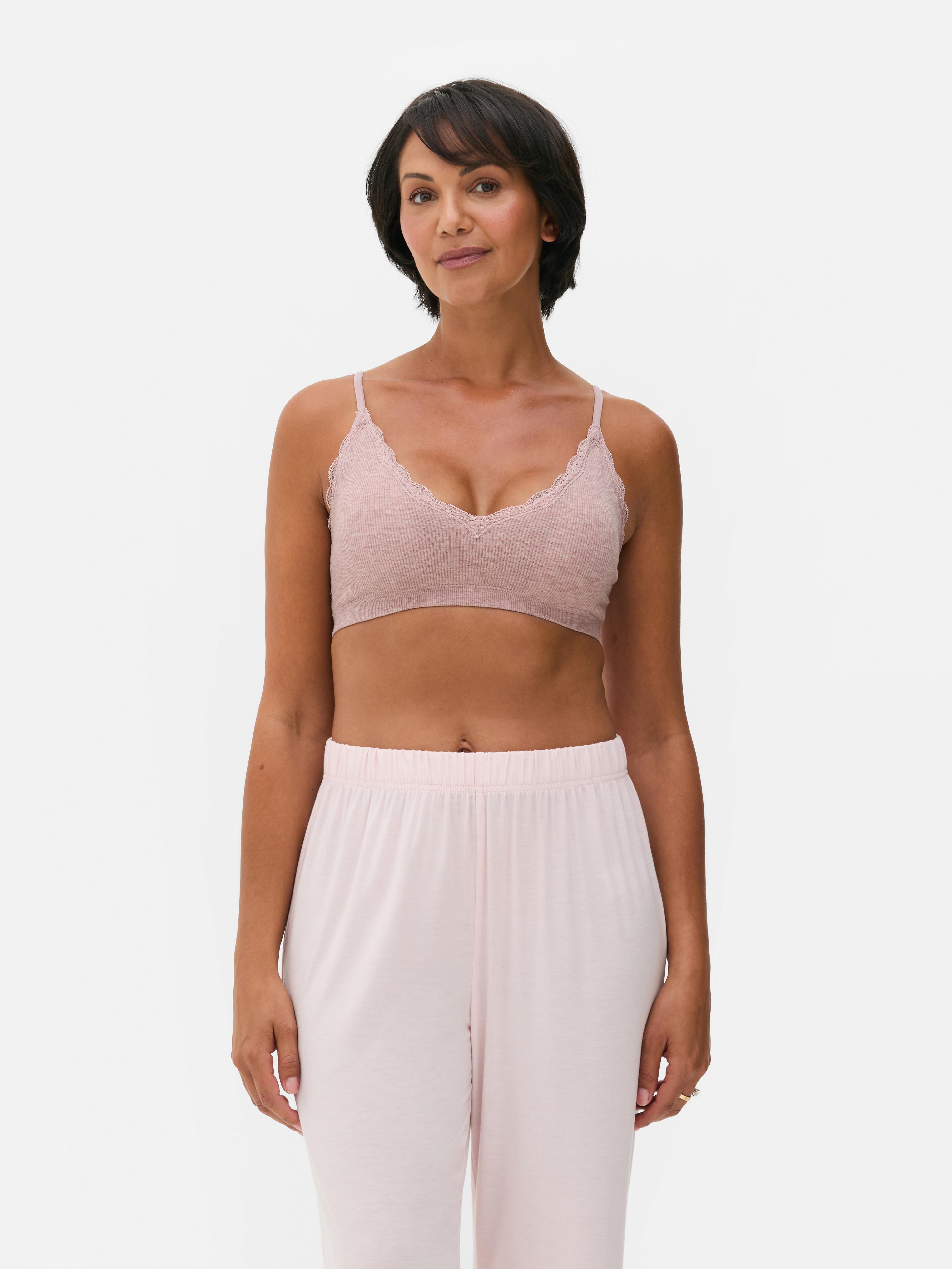 thumbnail interactive-video image 1 of 3 Pack Women's Lace Crop Cami Bralettes - Removable Padded Seamless Sports Bras 1 of 10