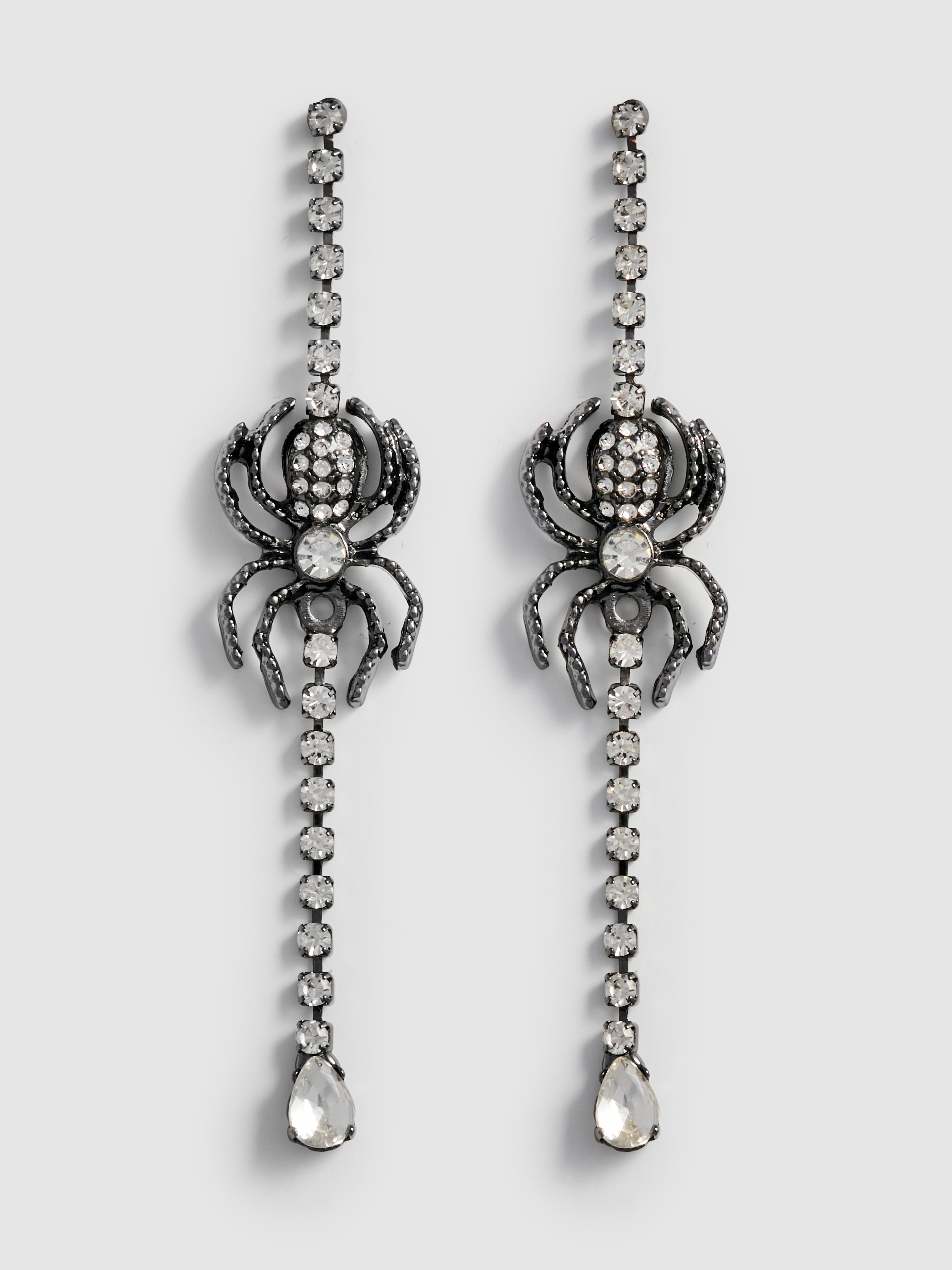 Halloween Spider Diamanté Drop Earrings