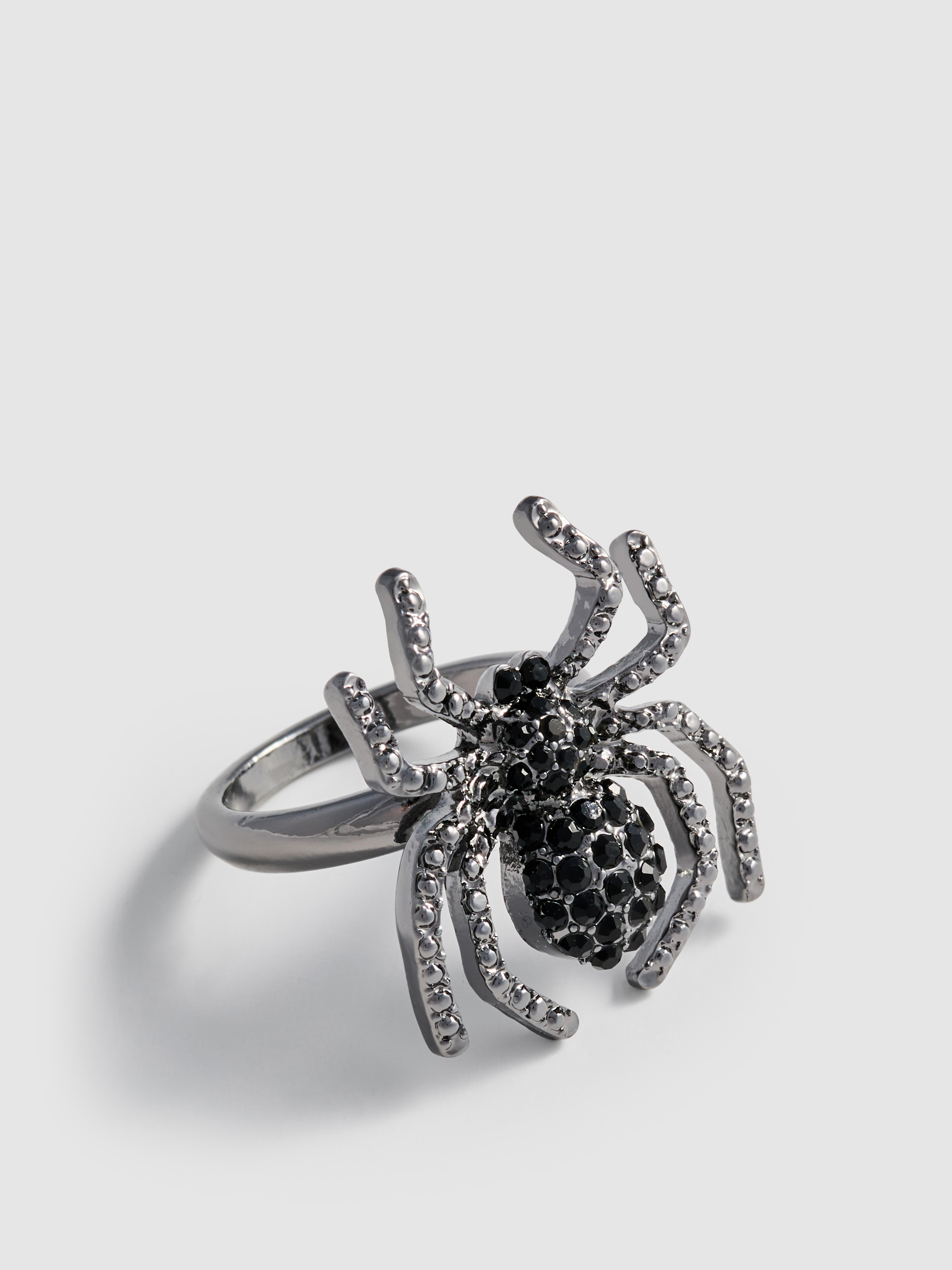Halloween Spider Diamanté Ring