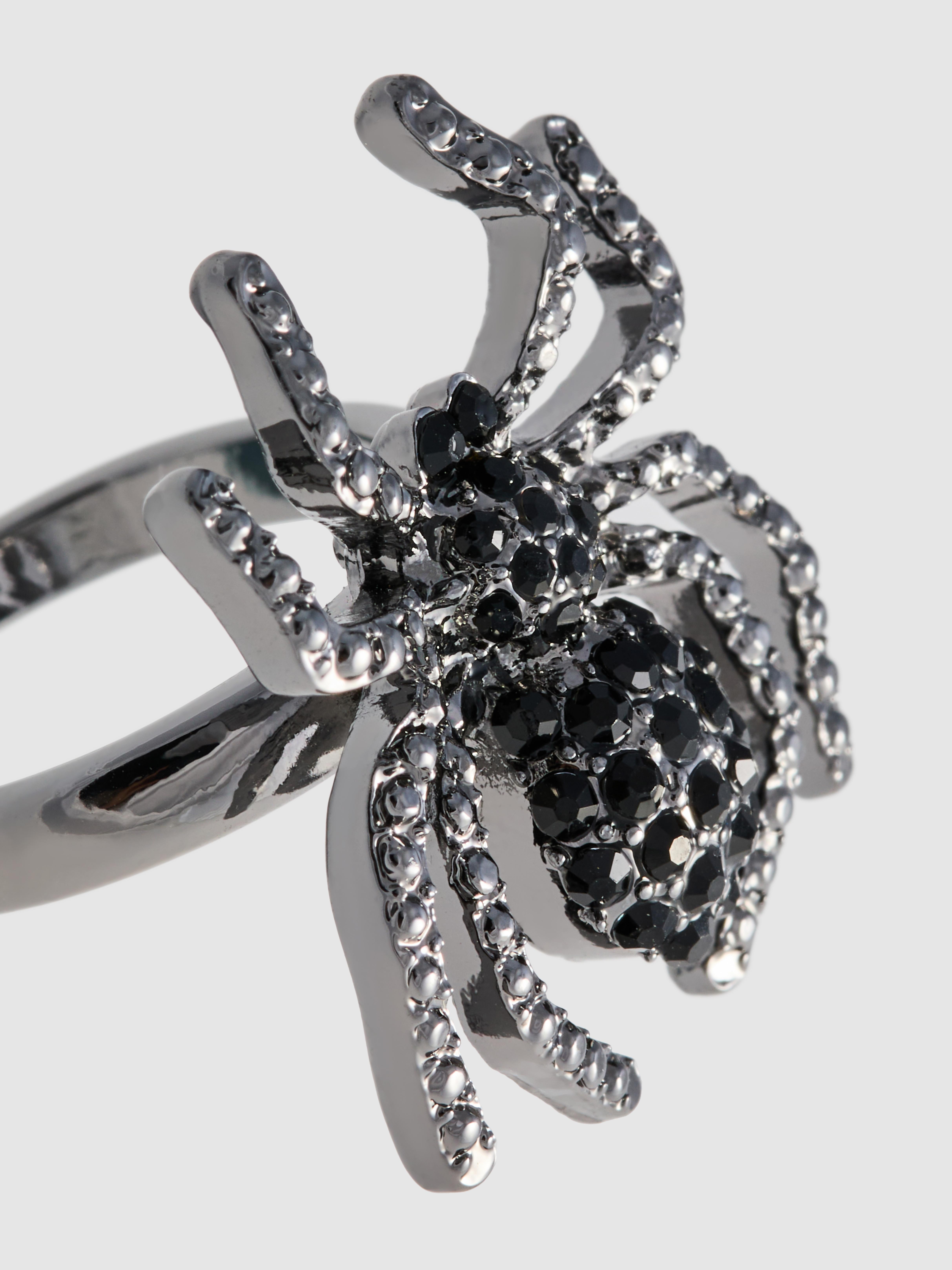 Halloween Spider Diamanté Ring
