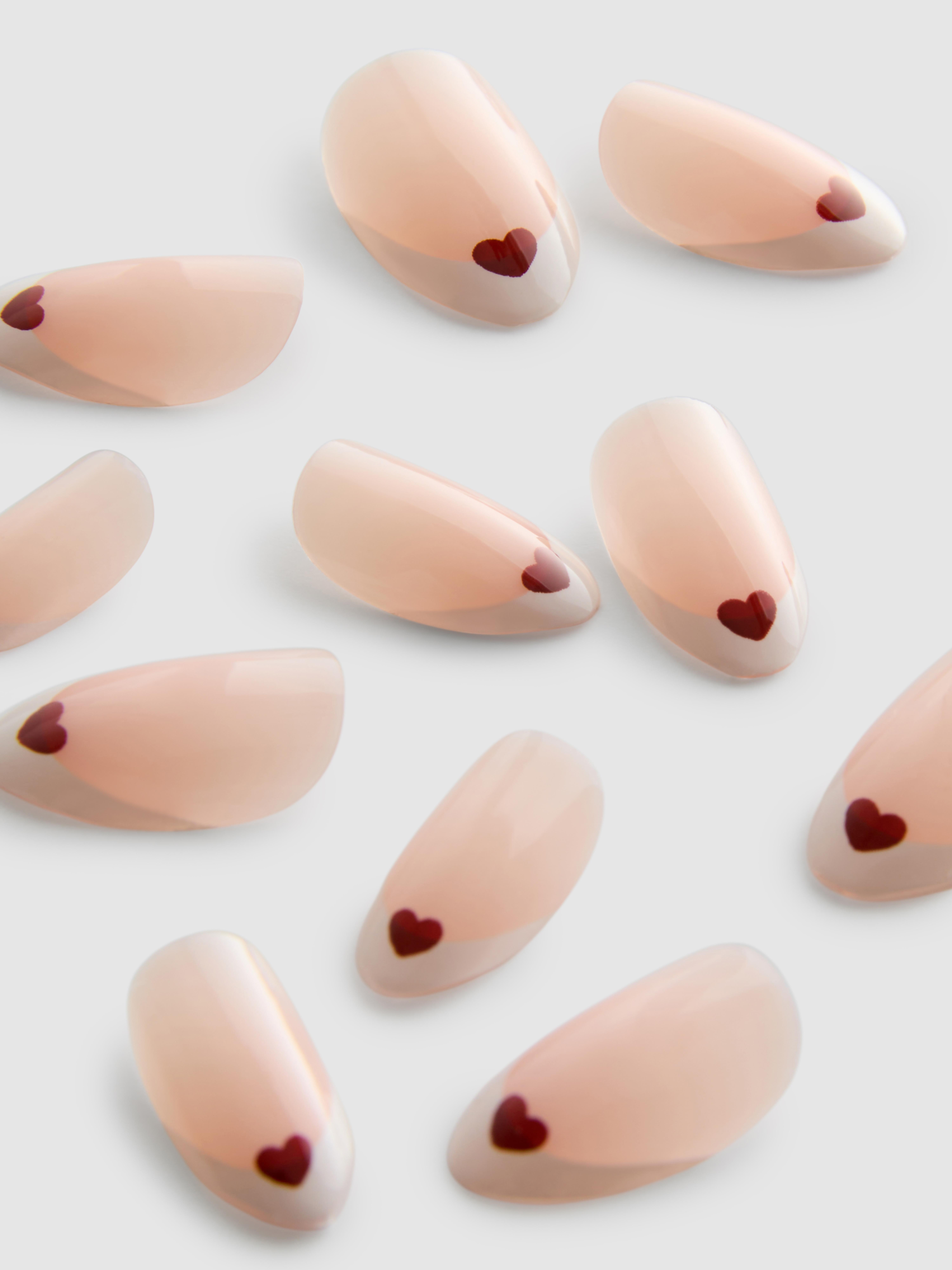 PS... Love Heart Almond Gloss False Nails