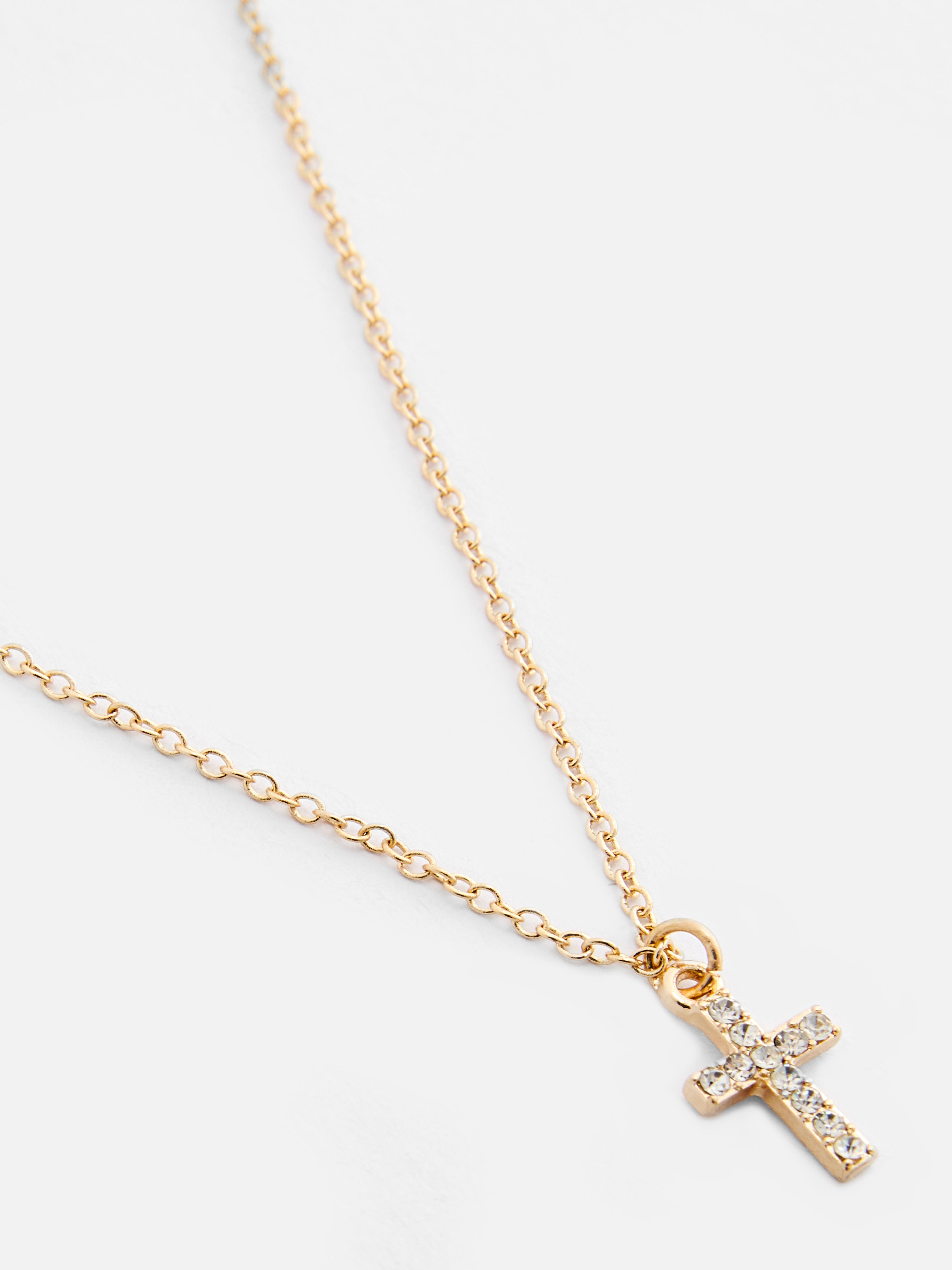 Halskette mit strassbesetztem Kreuz