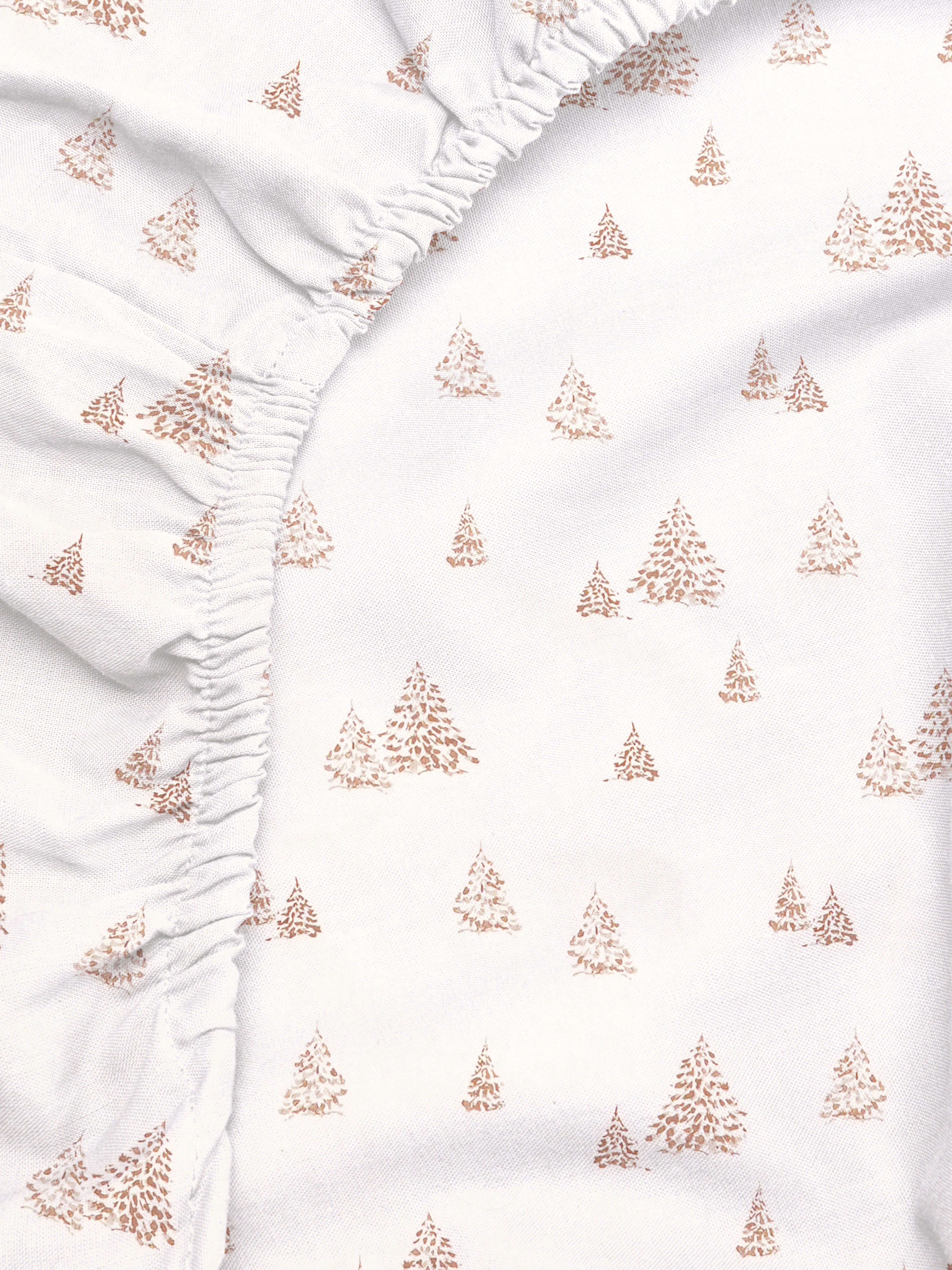 Drap-housse king size en coton brossé à motif forestier alpin