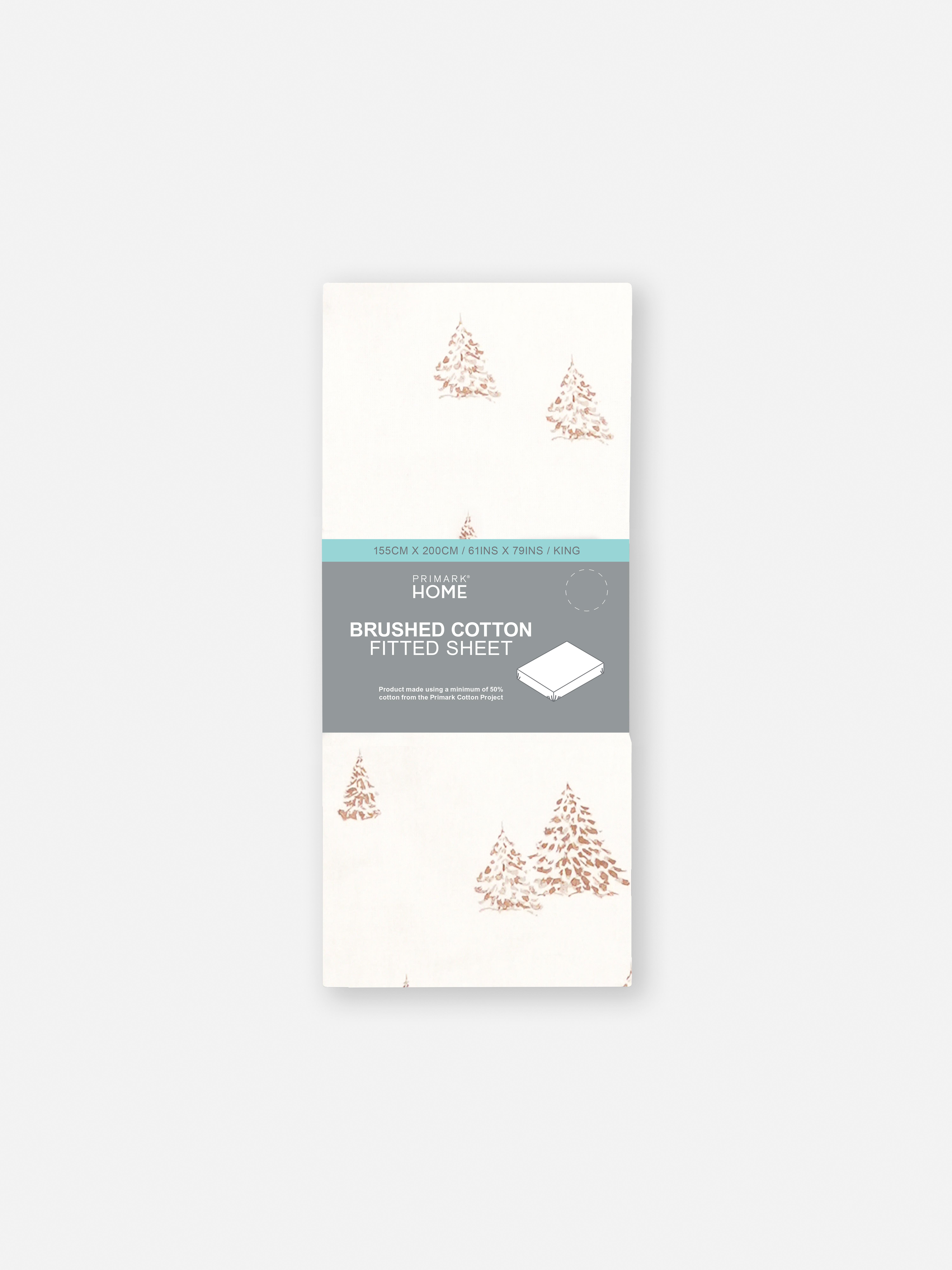 Drap-housse king size en coton brossé à motif forestier alpin