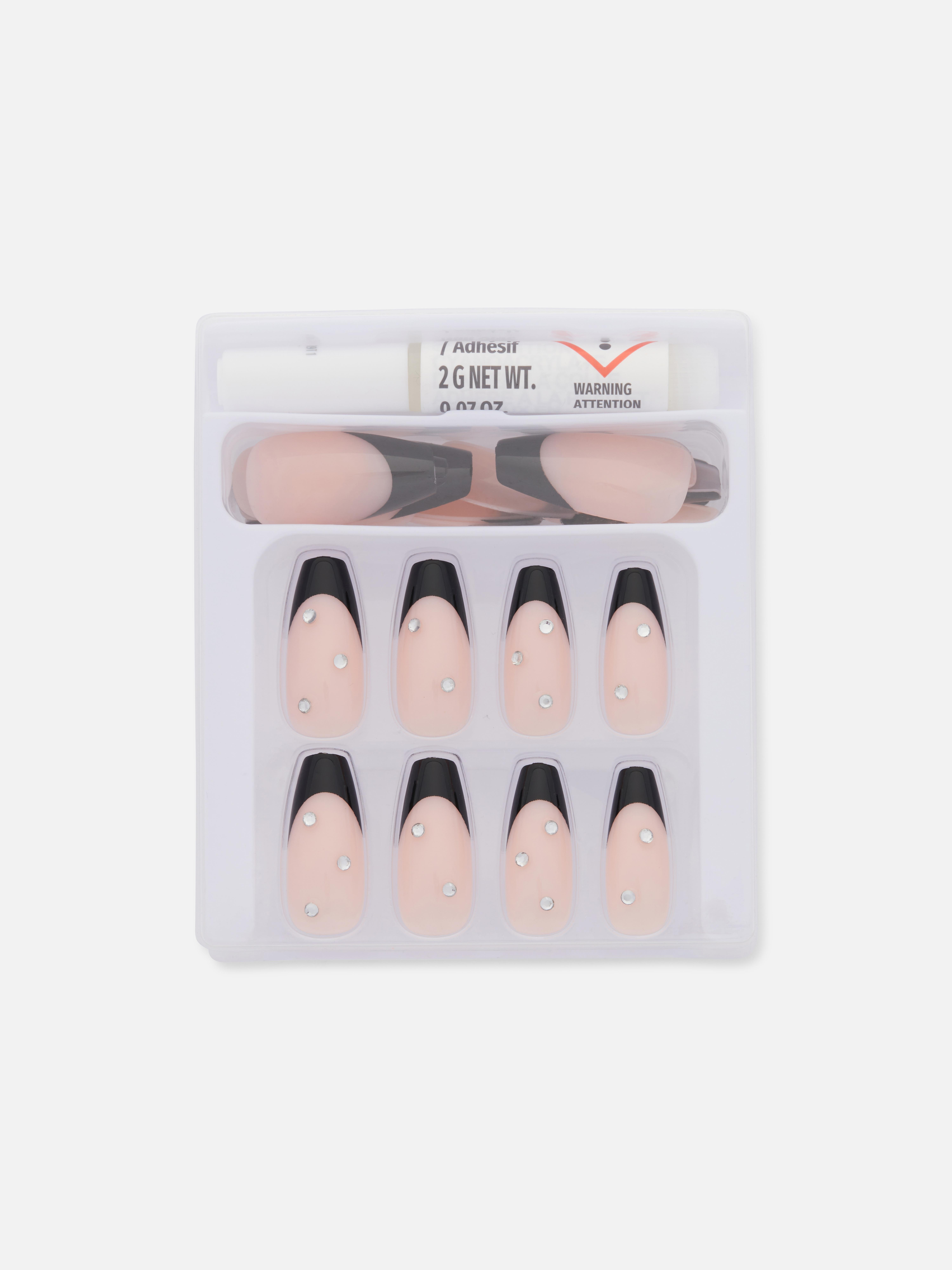 Black 2 PS... French Tip Stiletto Gloss False Nails