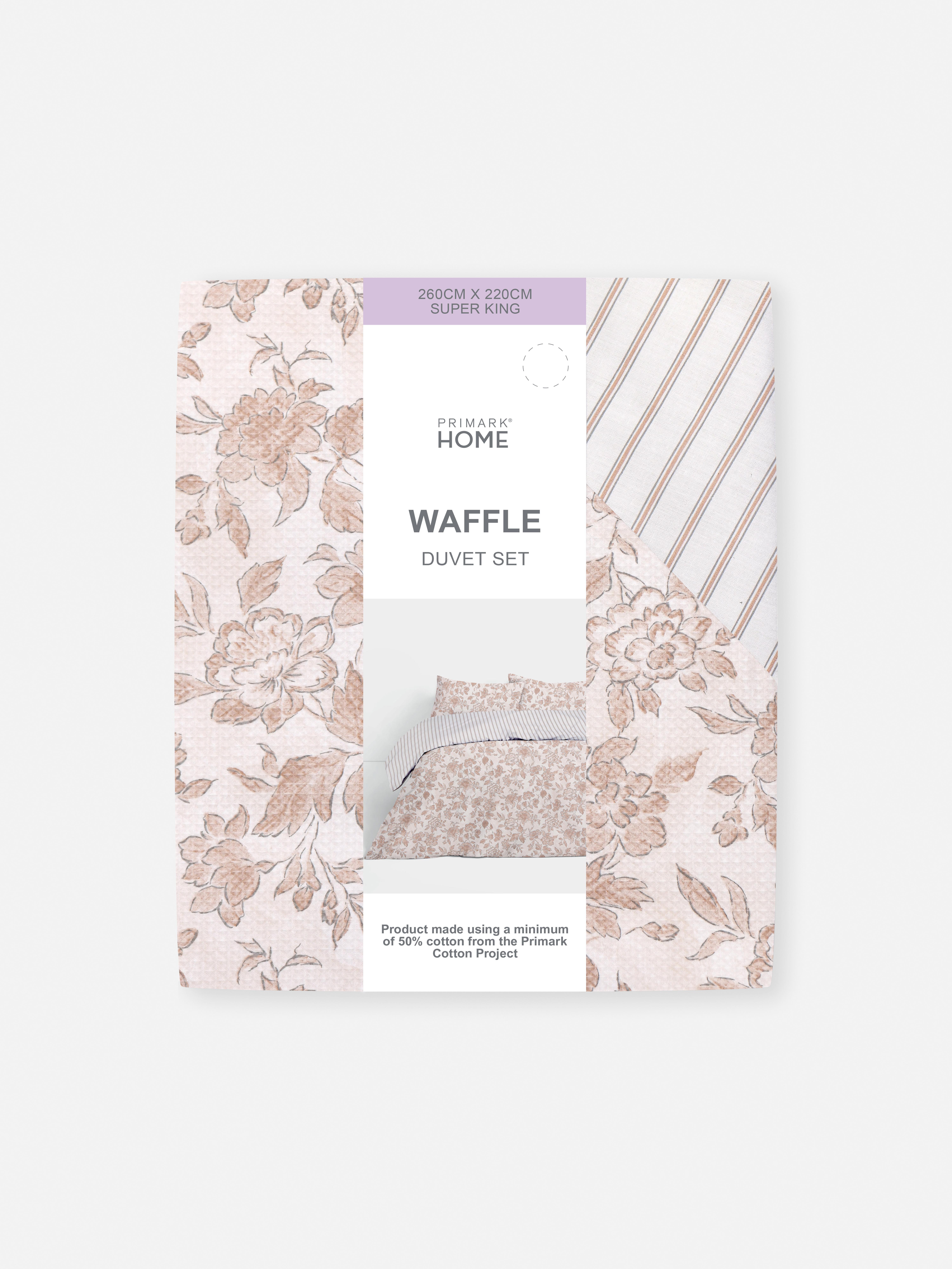 Floral Waffle Texture Super King Duvet Cover Set