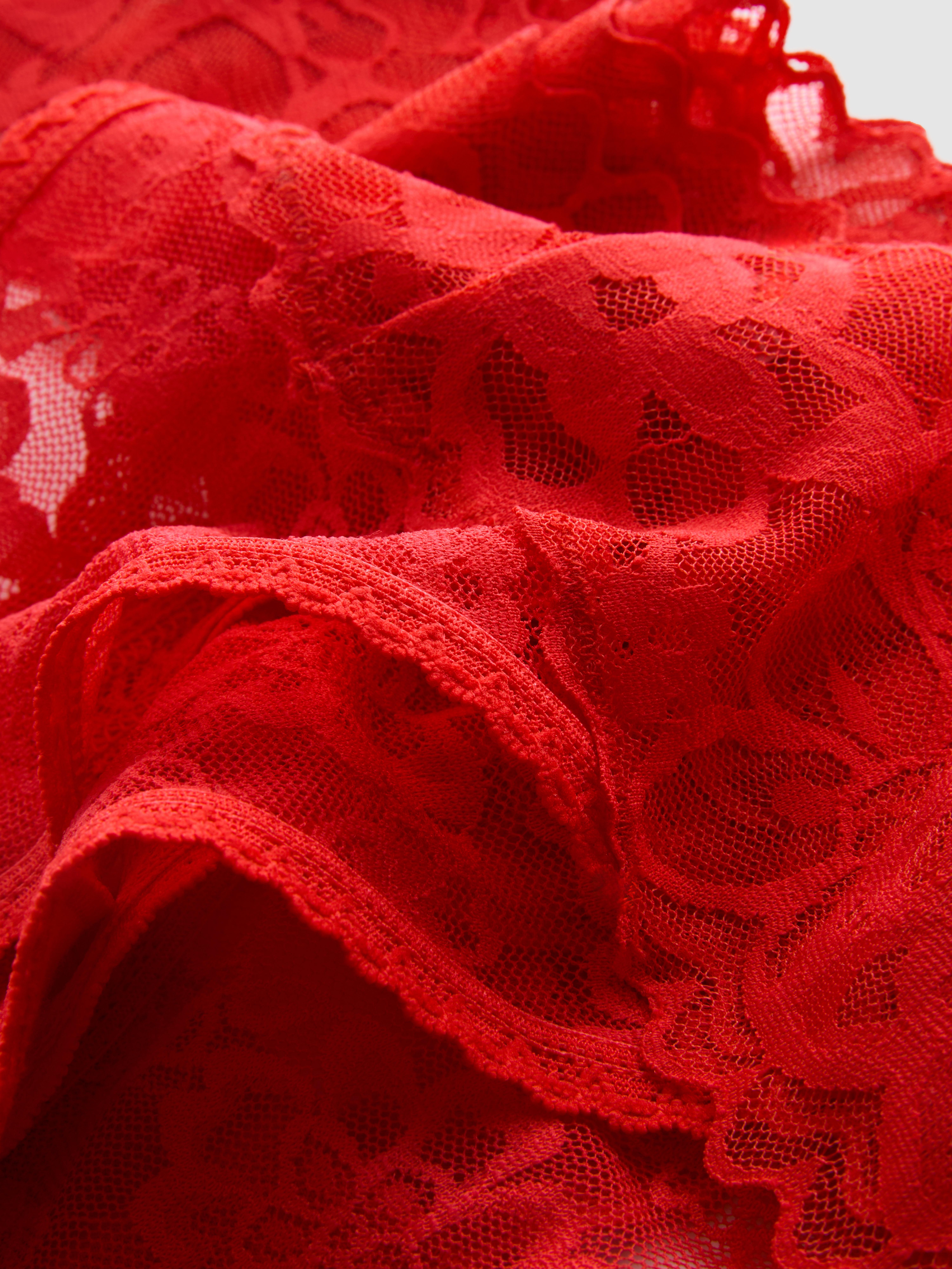 3pk Red Lace Bandeau Thongs