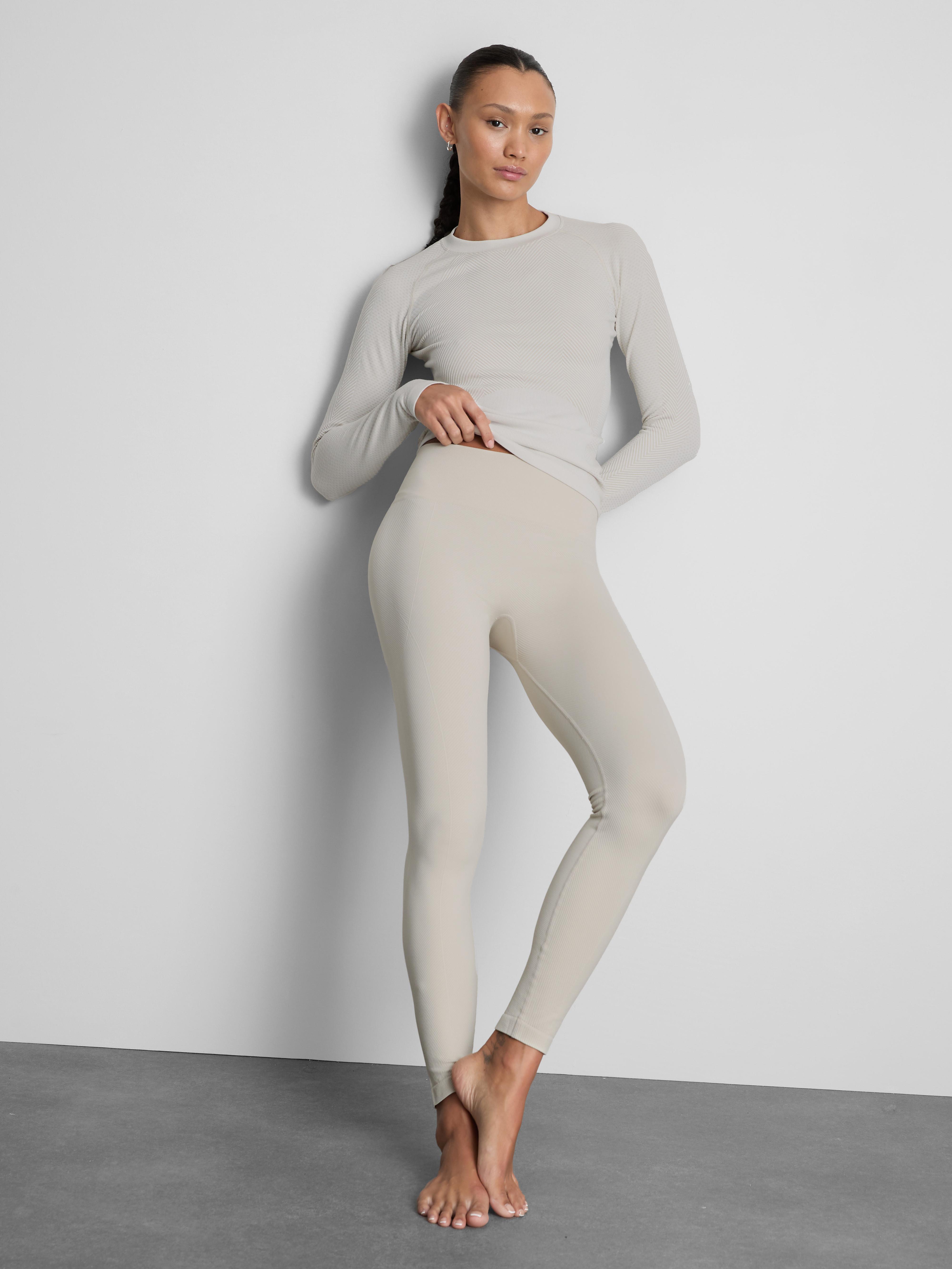 Seamless Chevron Long Sleeve Tee Ecru