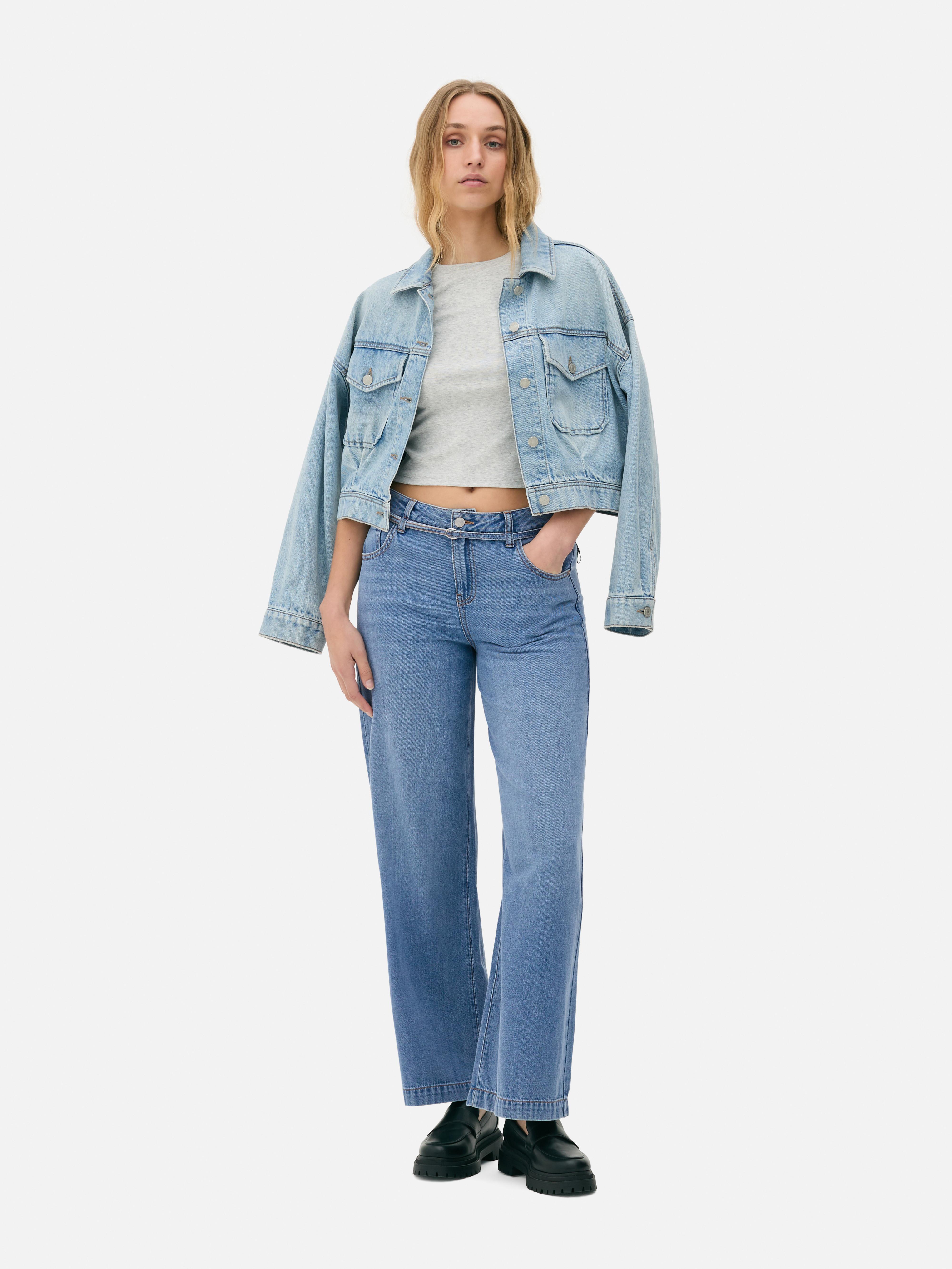 Mid-Rise Belted Wide Leg Jeans