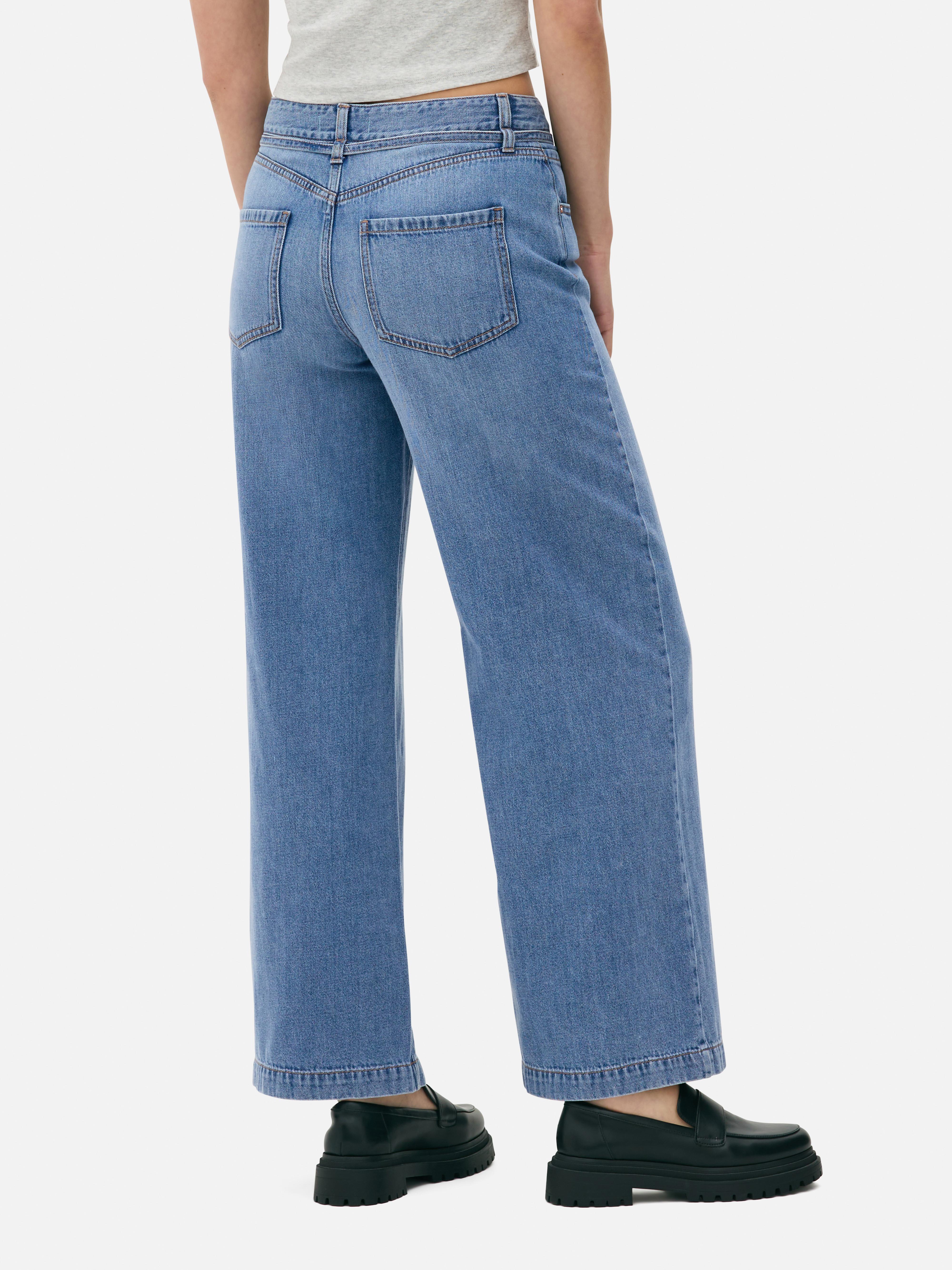 Mid-Rise Belted Wide Leg Jeans