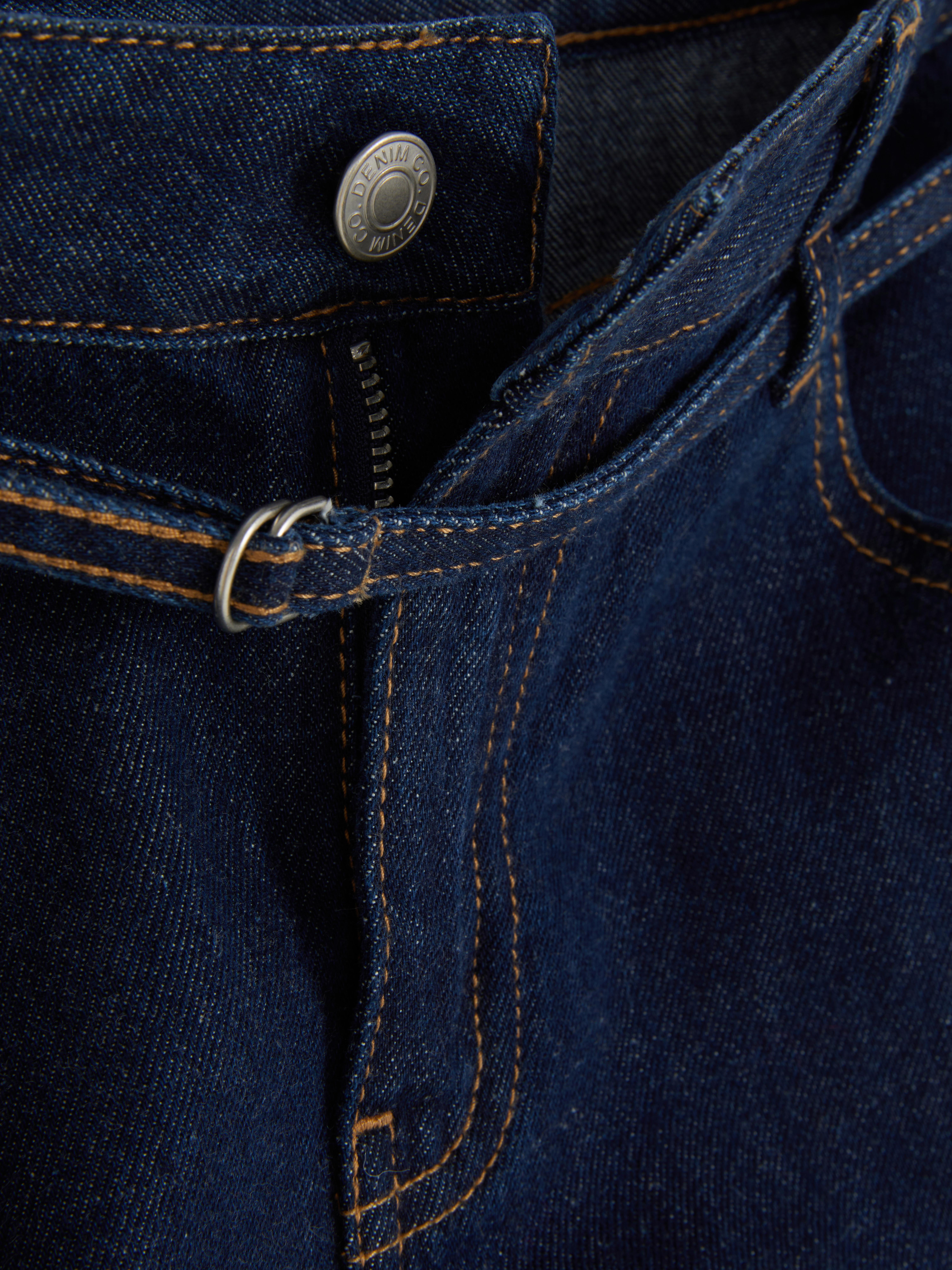 Mid-Rise Belted Wide Leg Jeans