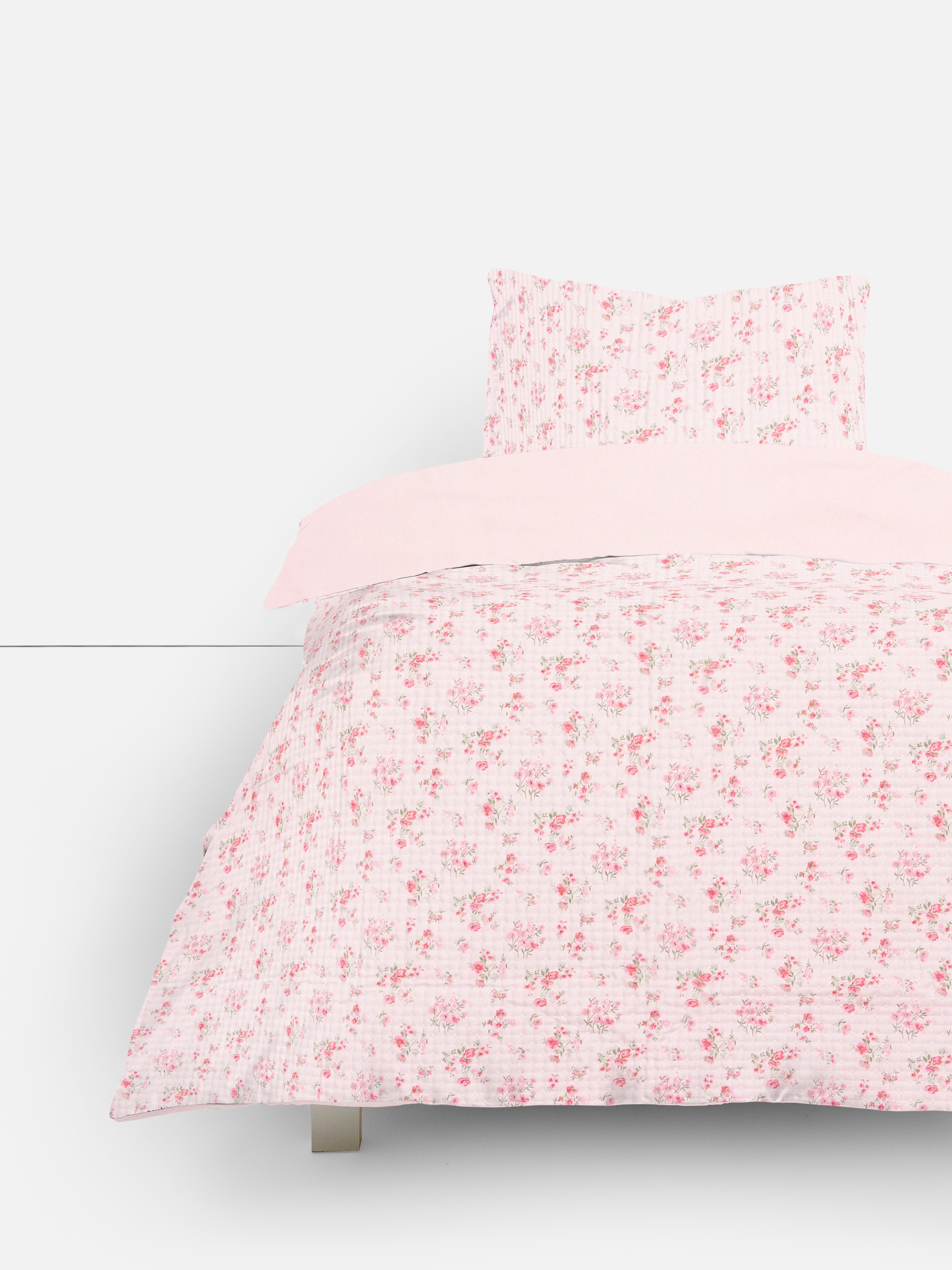 Parure de lit simple en pinsonic à petites fleurs