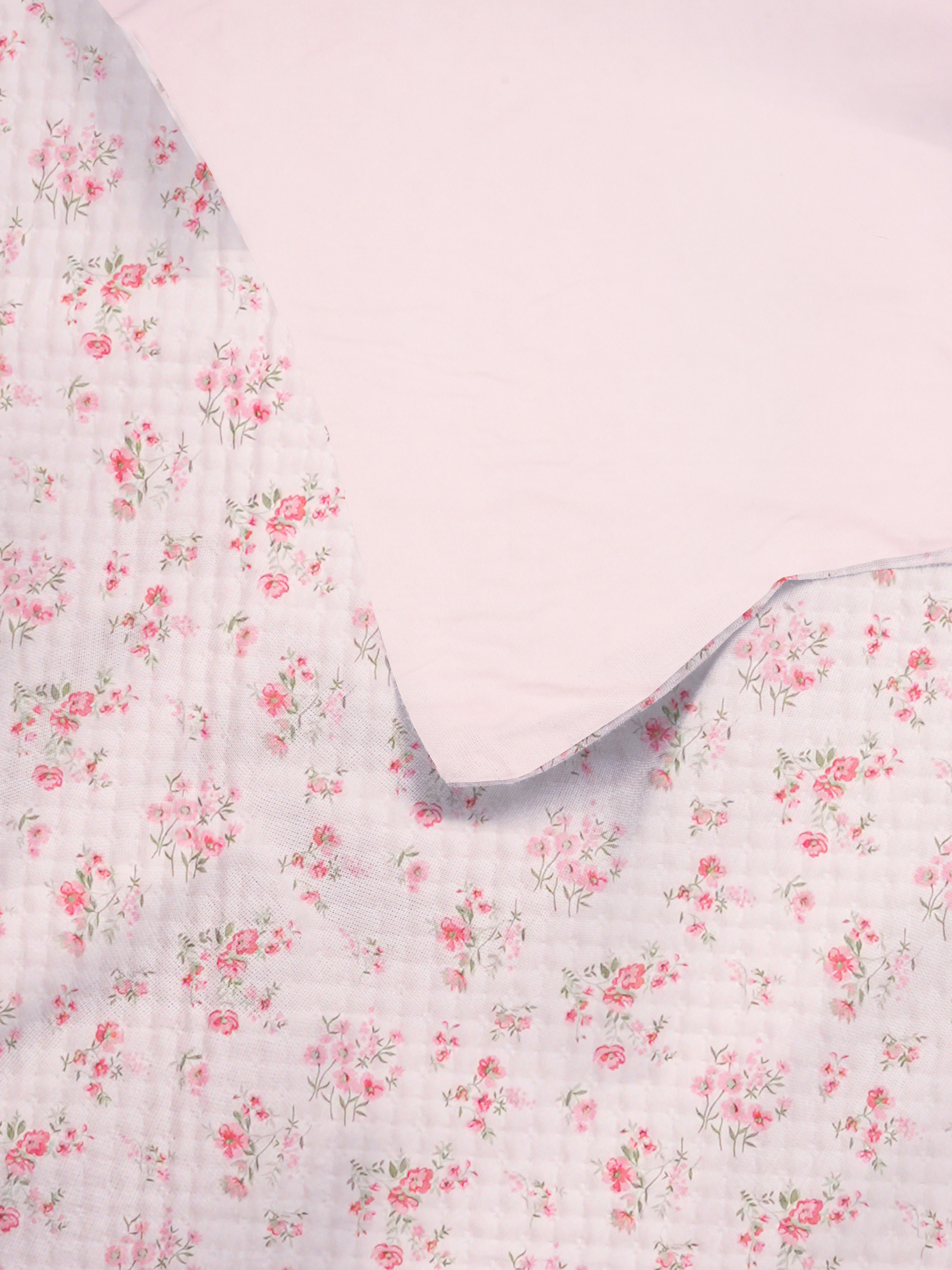 Parure de lit double en pinsonic à petites fleurs