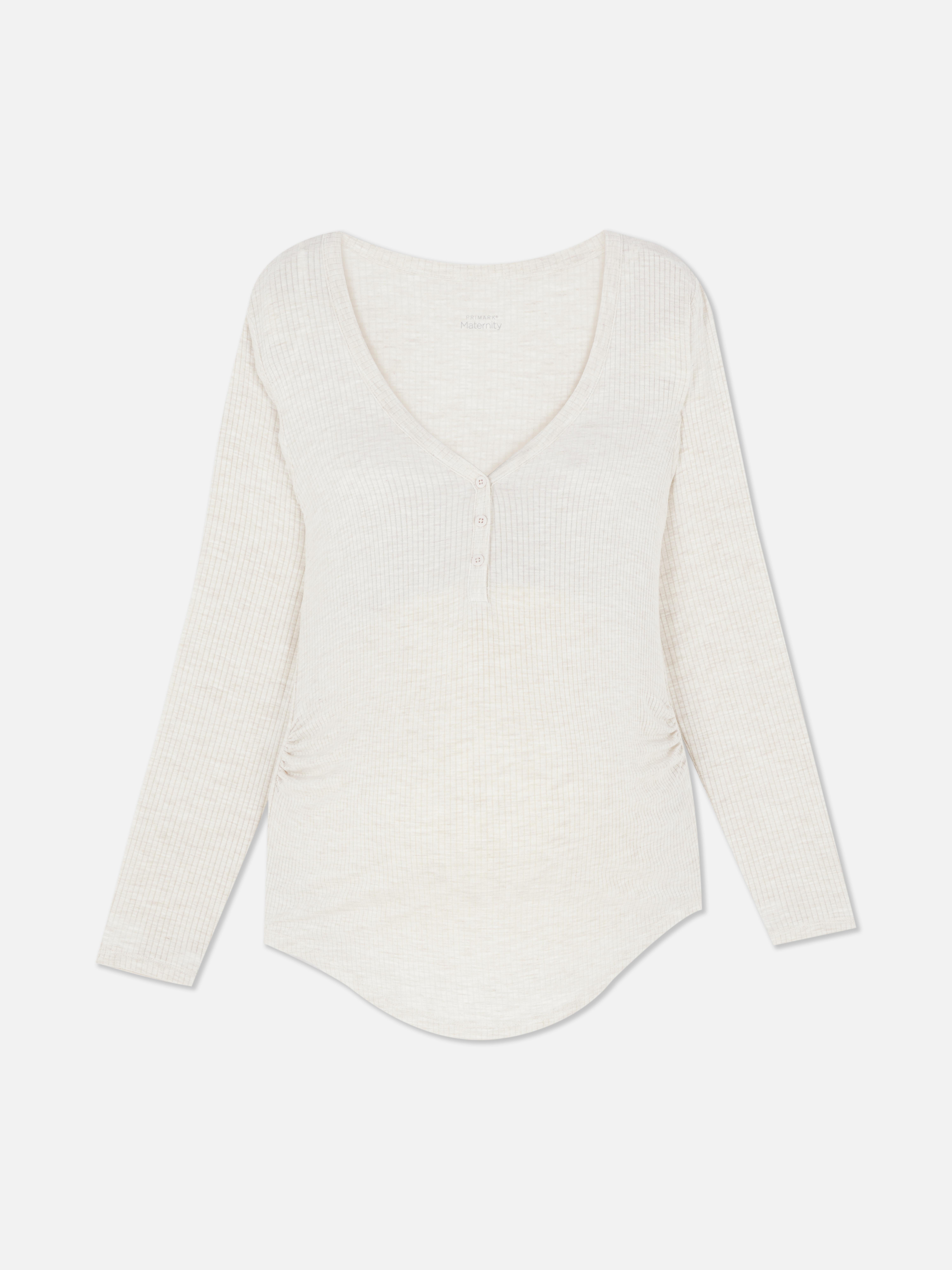 Maternity Ribbed Long Sleeve Pyjama Top