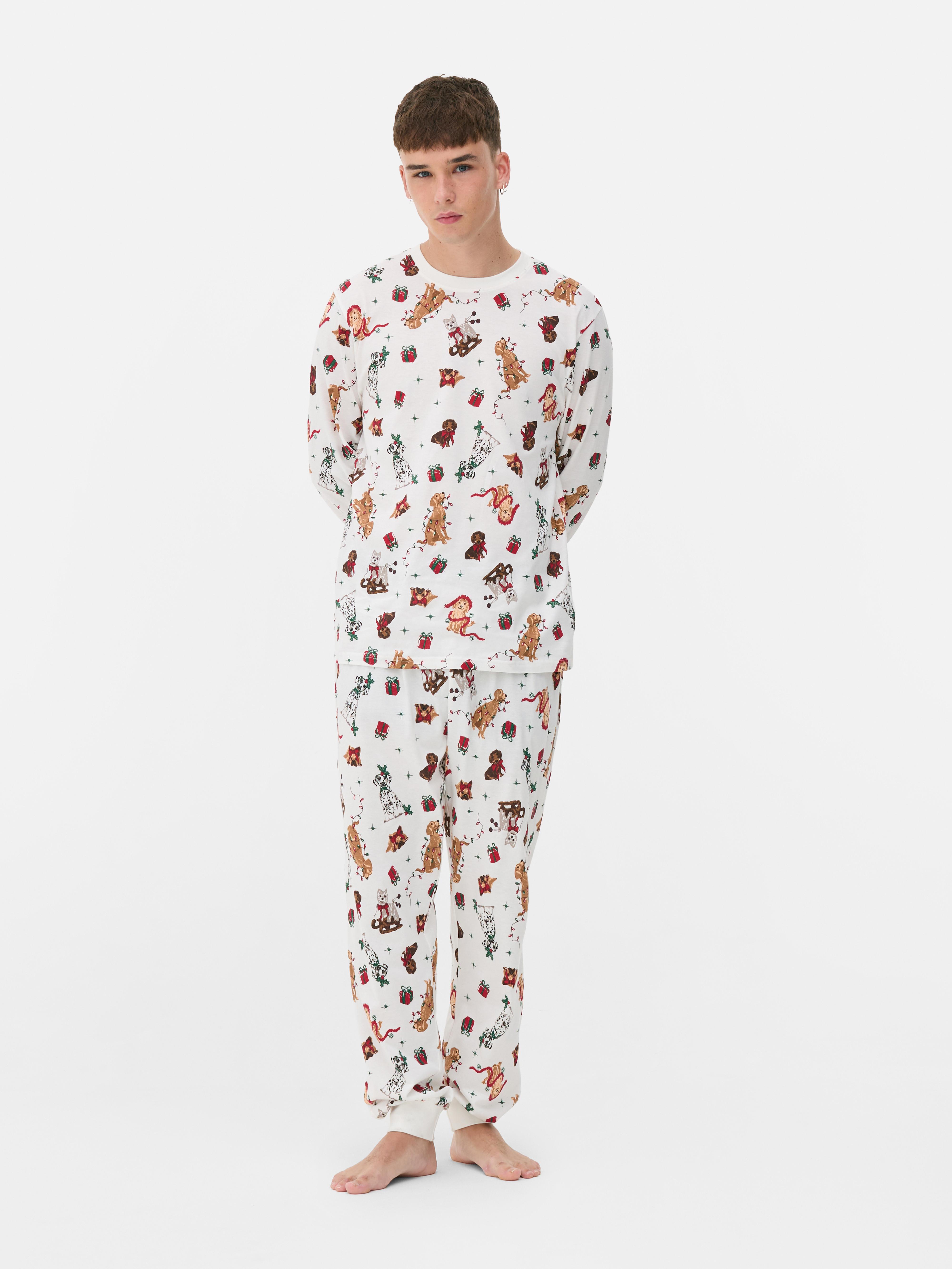 Men's Dog Print Family Christmas Pyjamas