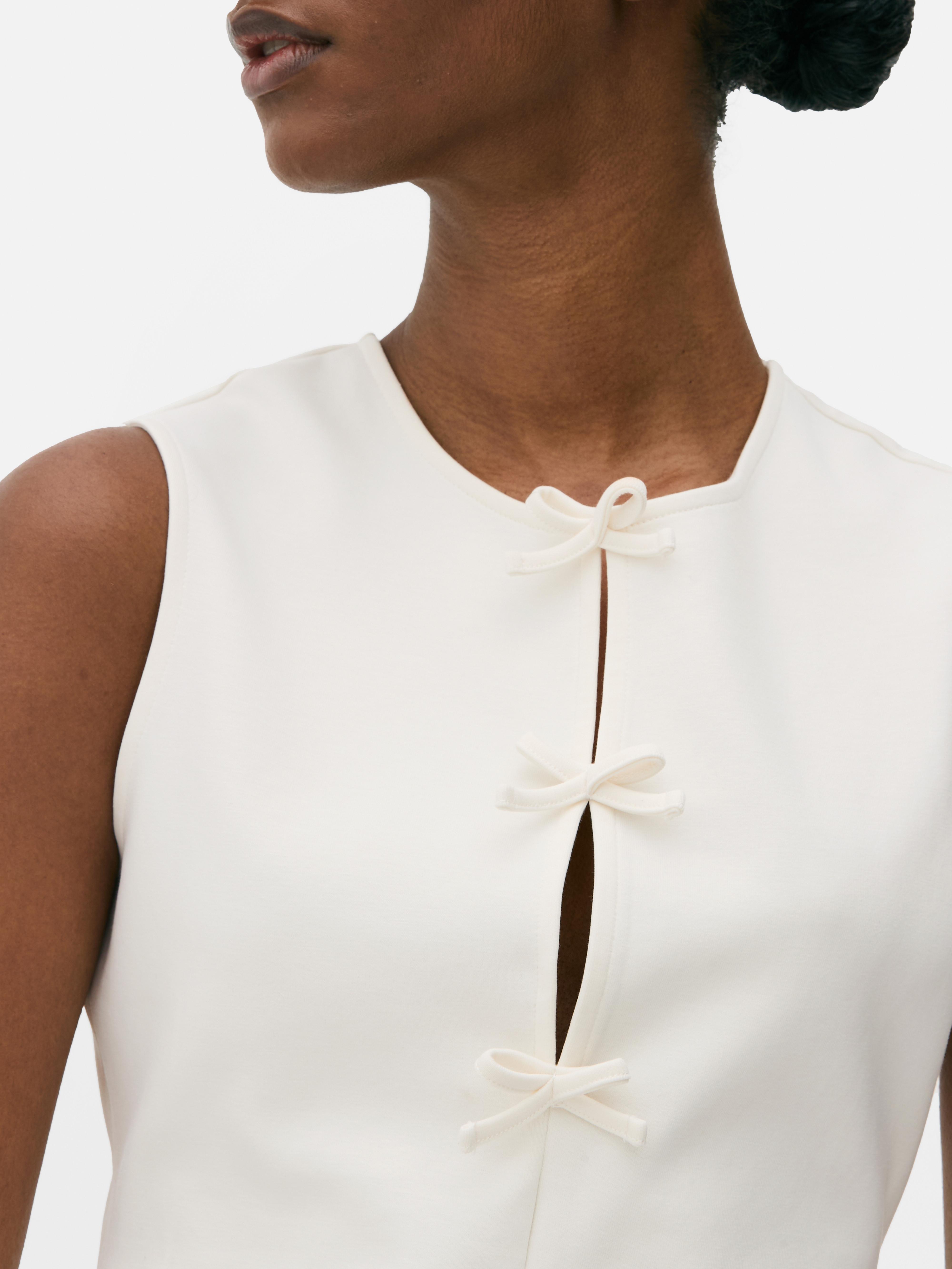 トップス Litmus Her Praha Ribbon tops Women's Ivory Bow Detail Peplum Top | Primark