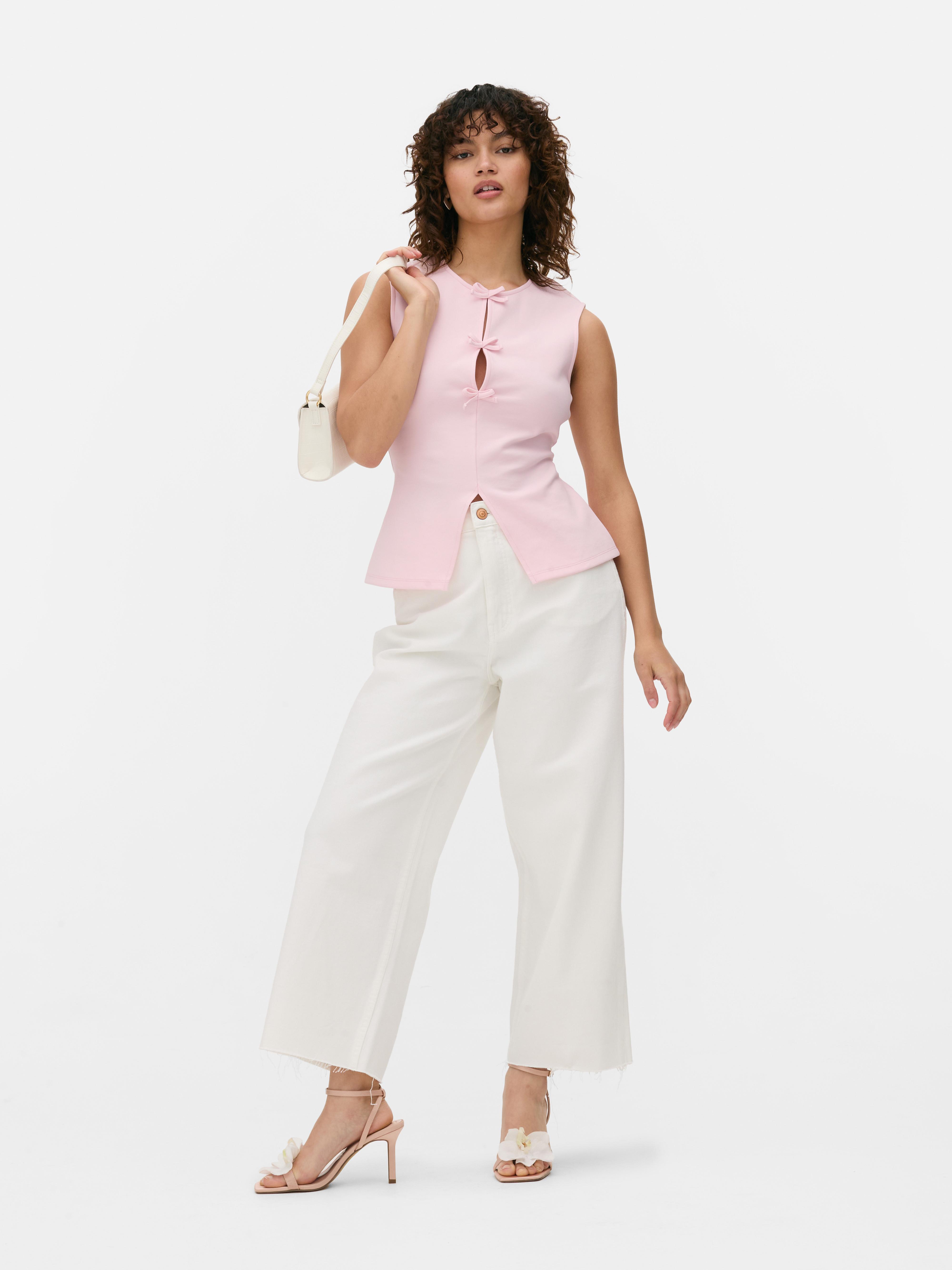 チュニック "Ballerina" feather peplum tops (ivory) Women's Ivory Bow Detail Peplum Top | Primark