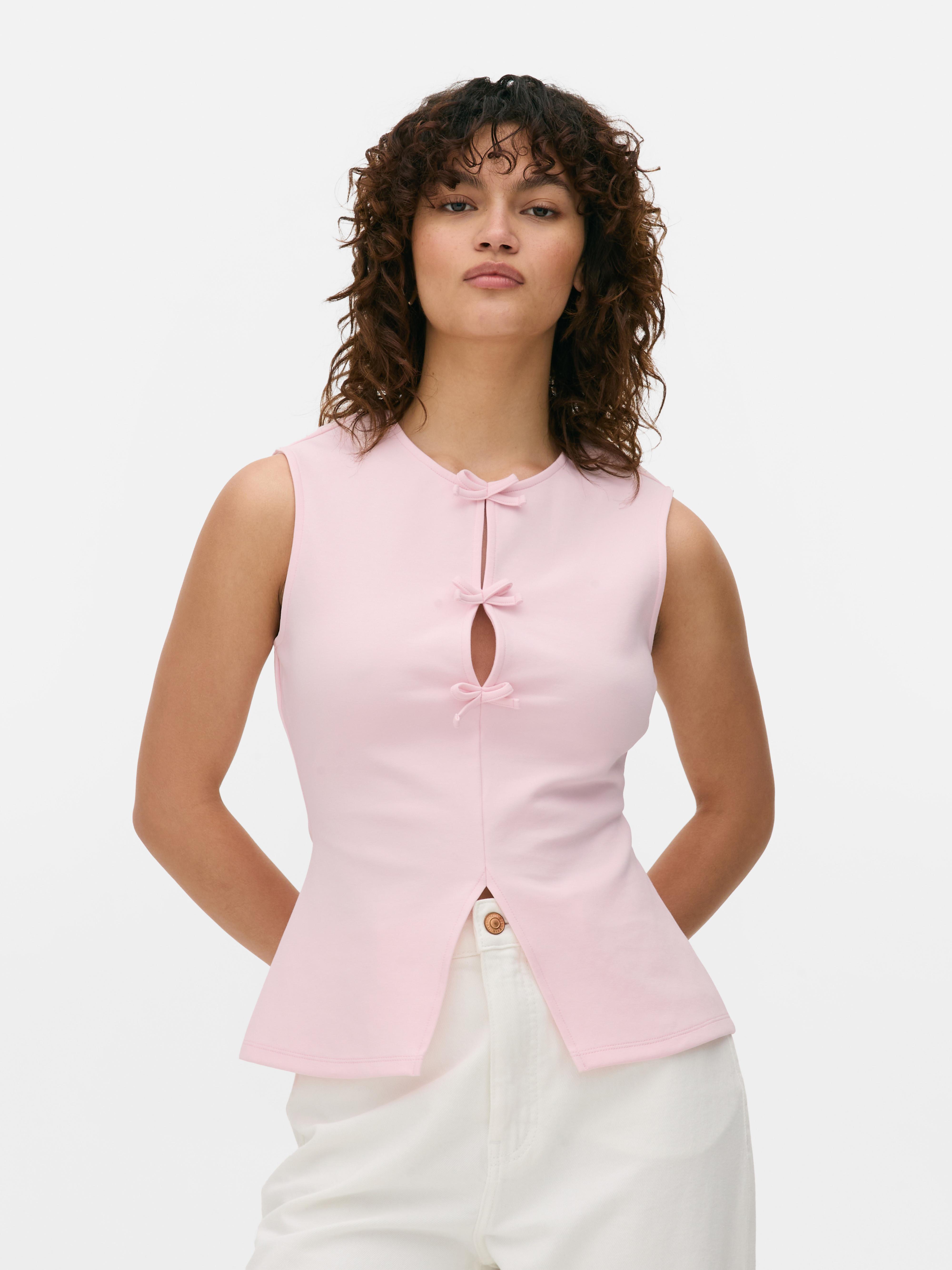 売れ筋商品|||セセ カットソー トップス レディース Women's Gingham Bow-Front Peplum Top Confetti Pink セセ レディース カットソー トップス Women's Gingham Bow