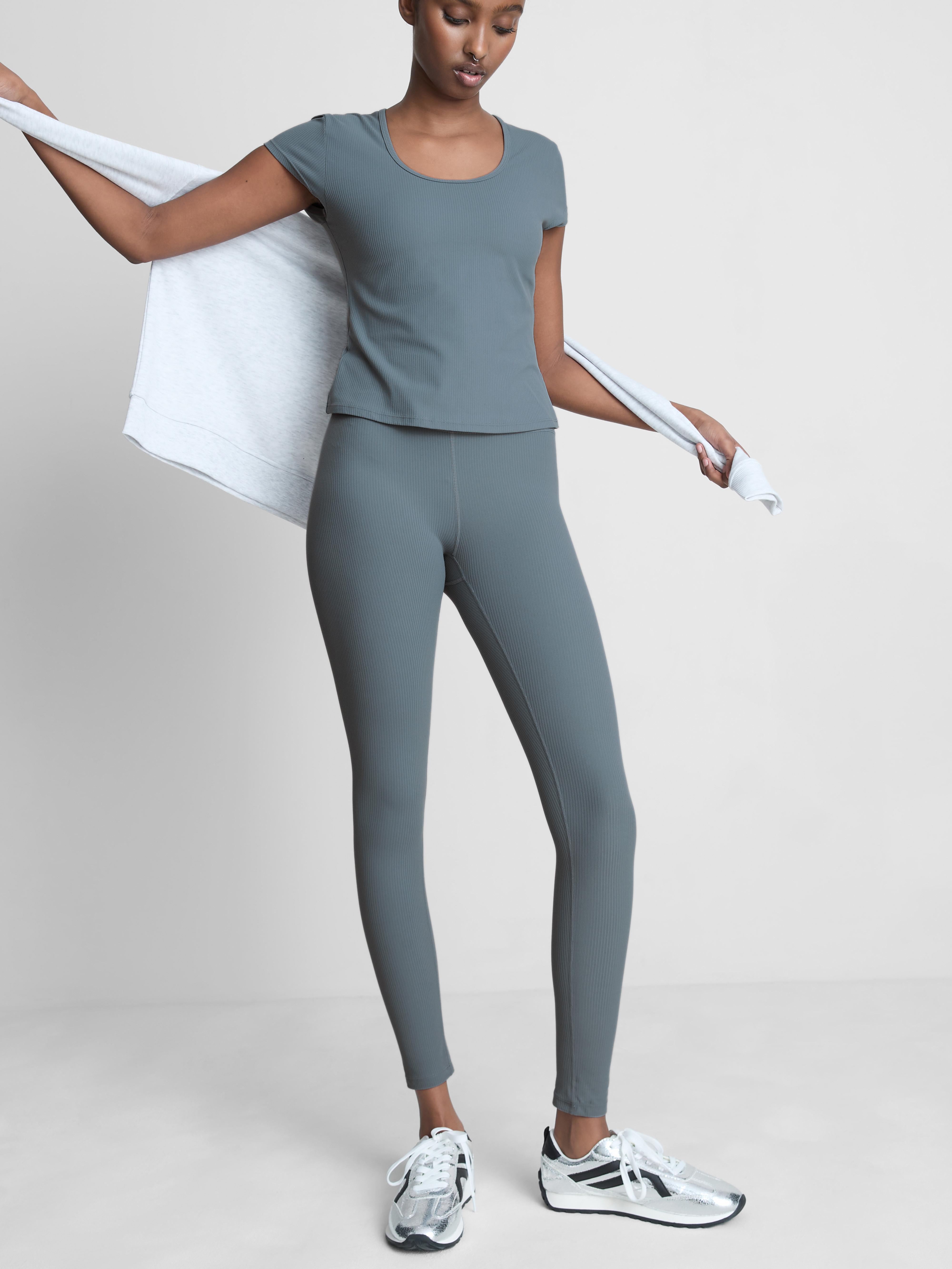 High Waisted Ribbed Performance Leggings