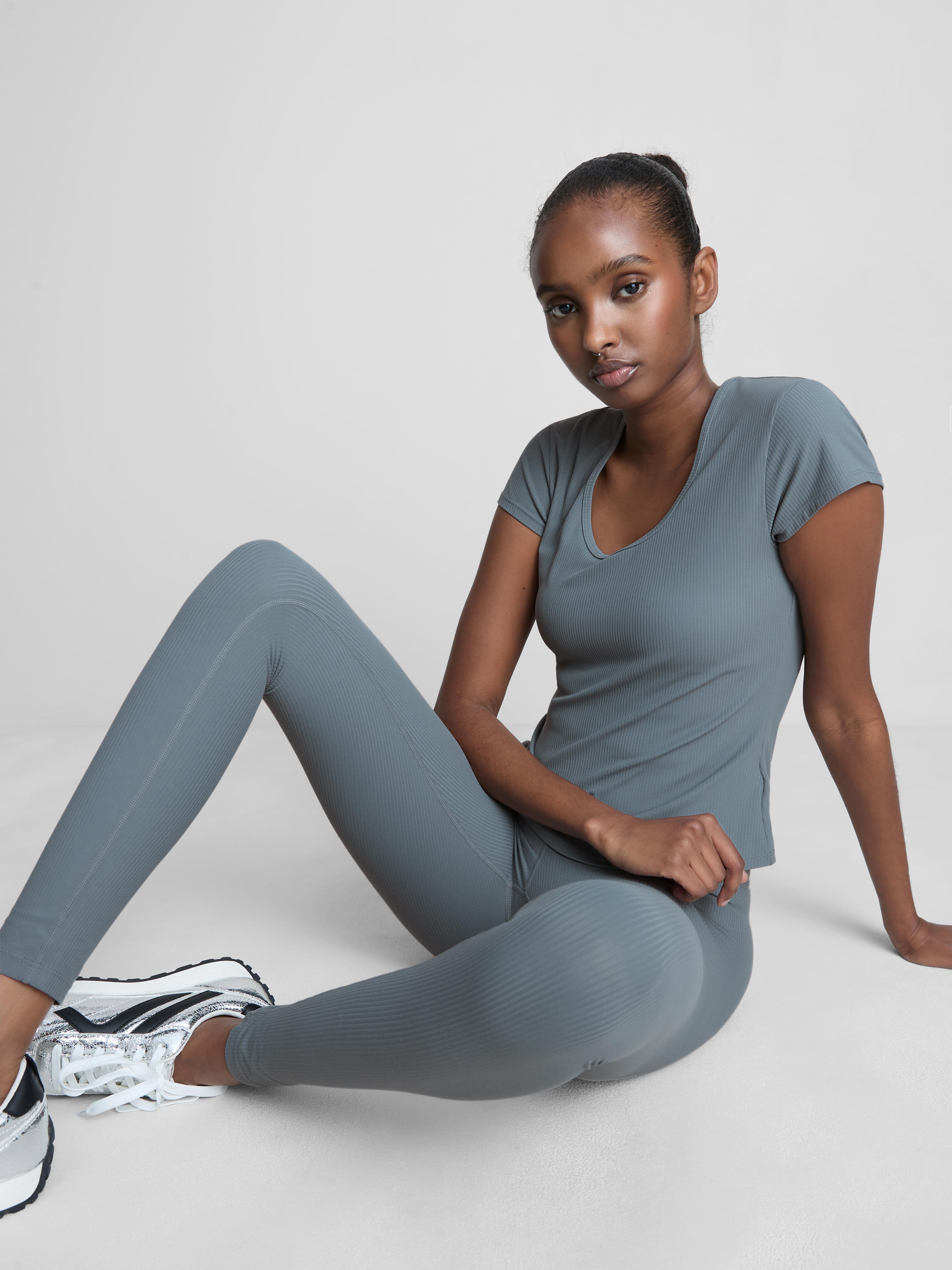 High Waisted Ribbed Performance Leggings