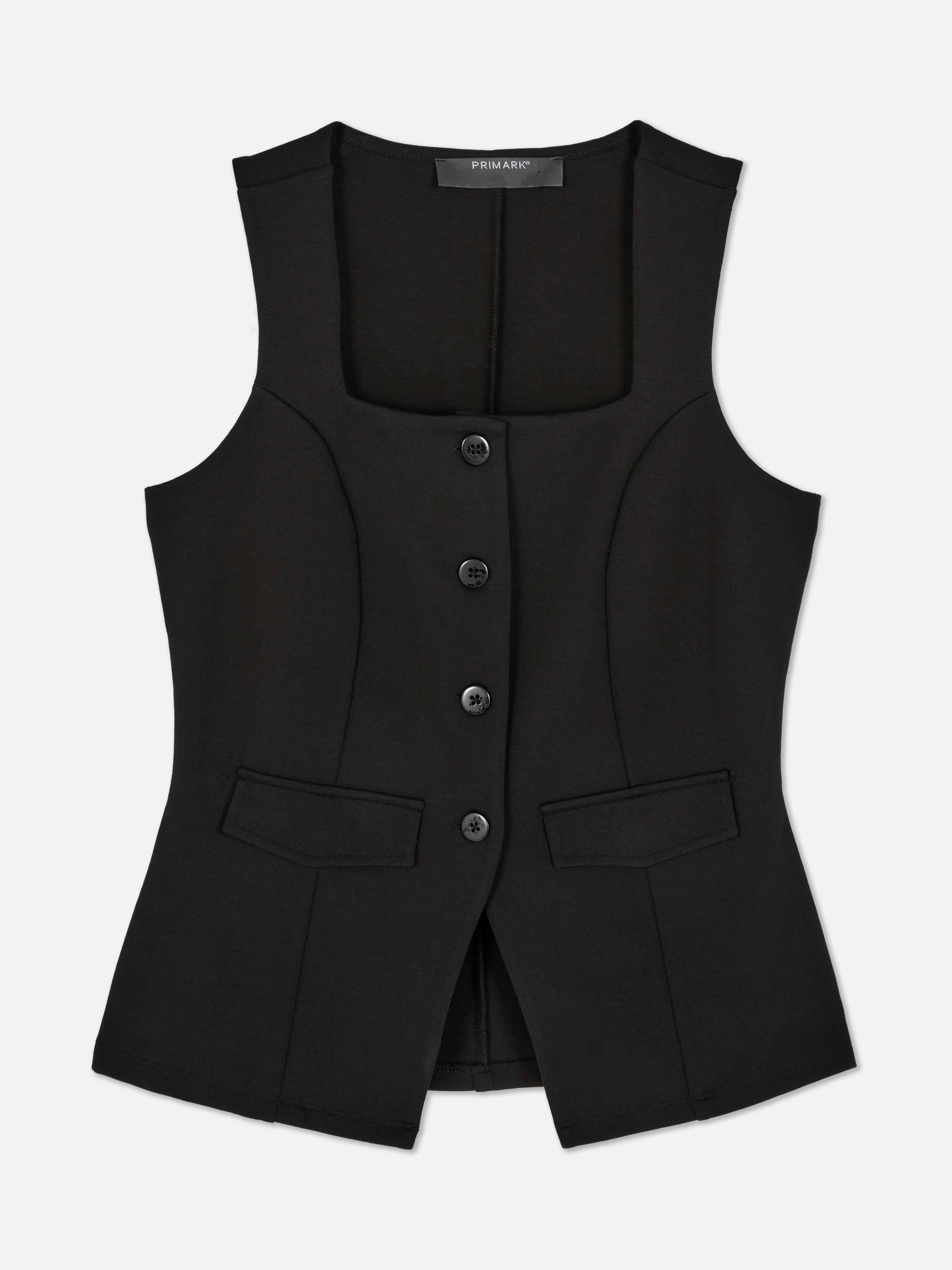 Women's Black Square Neck Waistcoat | Primark