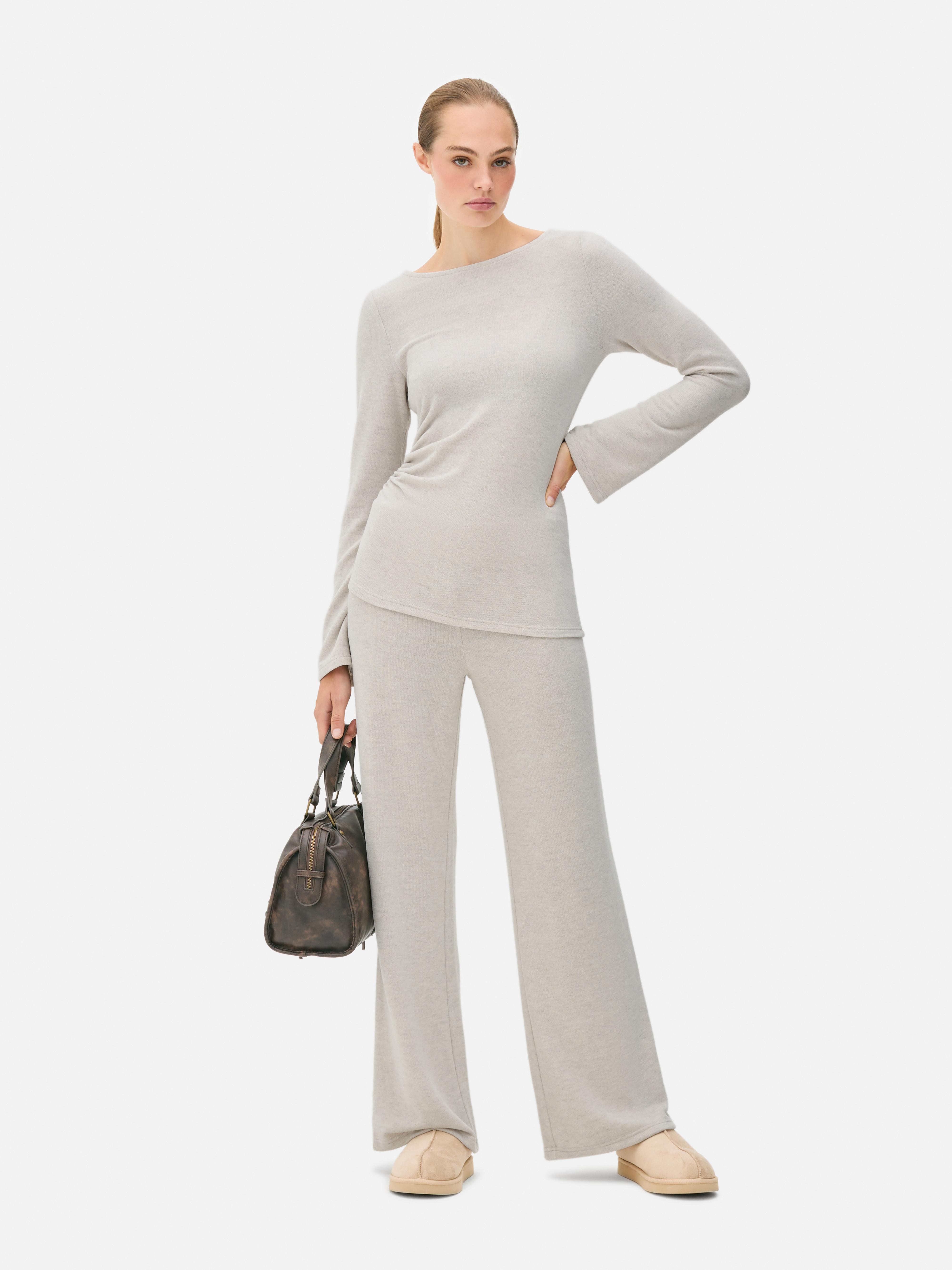 Leggings de punto de pernera ancha