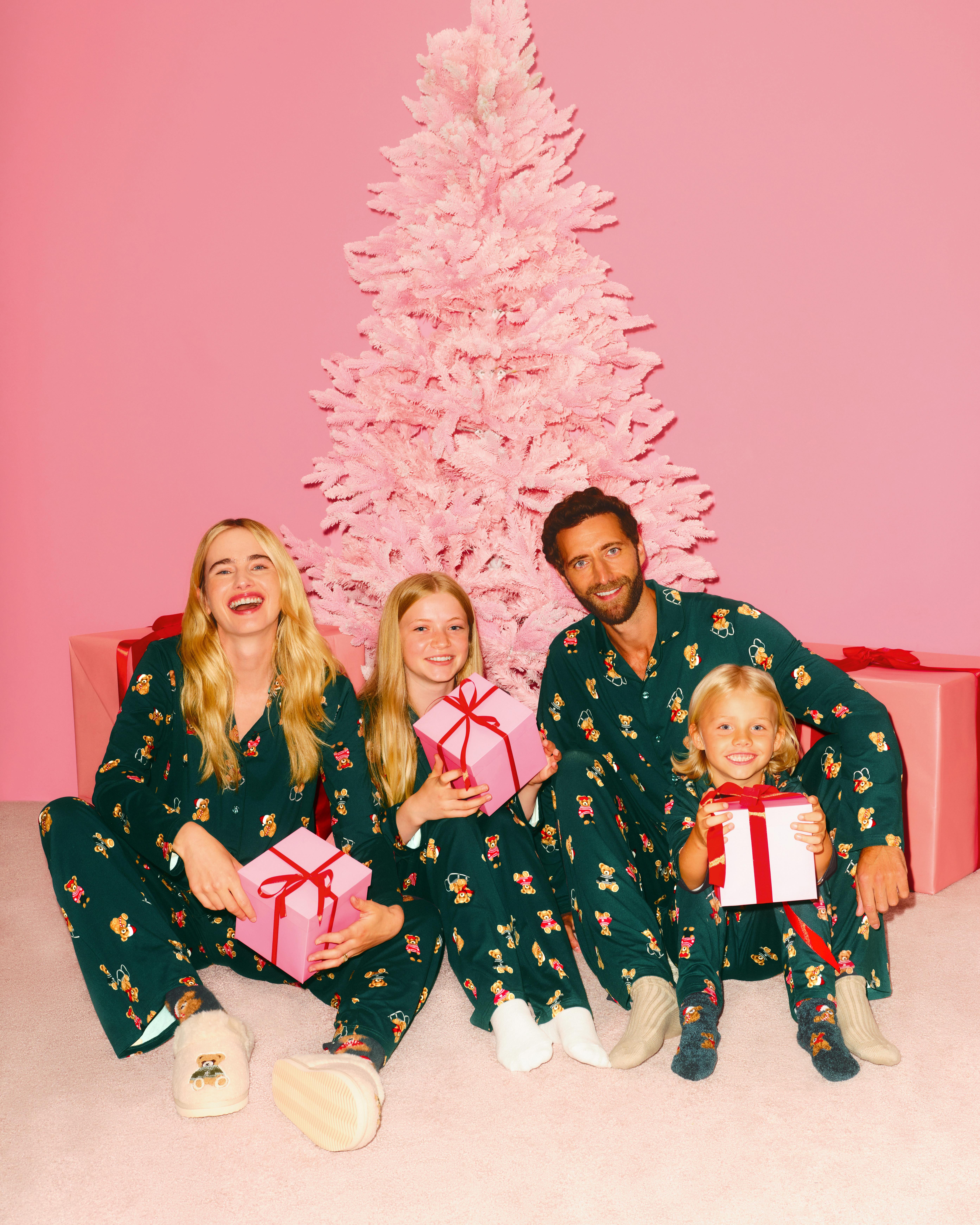 Pijama Natal família urso verde homem
