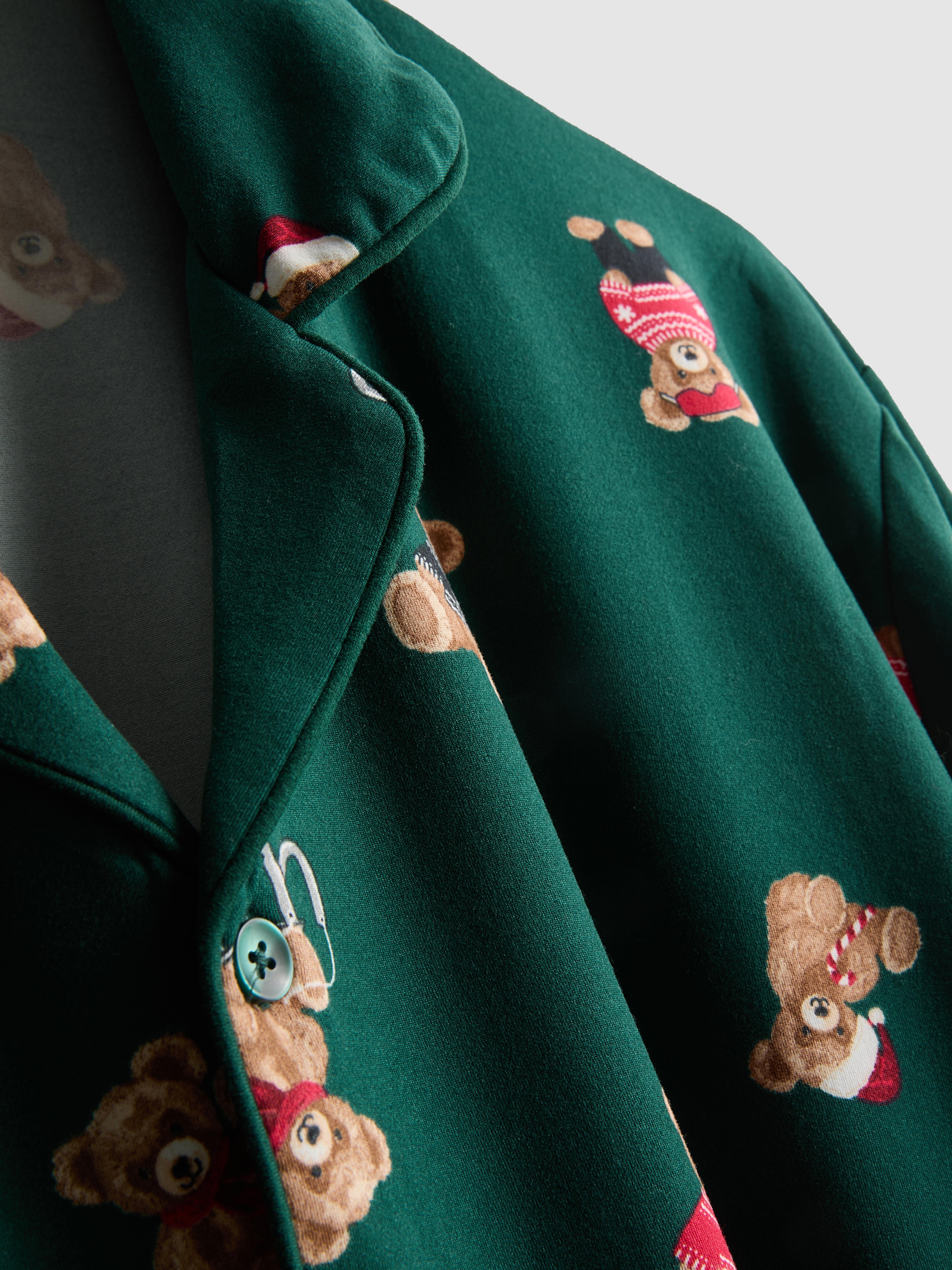 Men's Green Bear Family Christmas Pyjamas