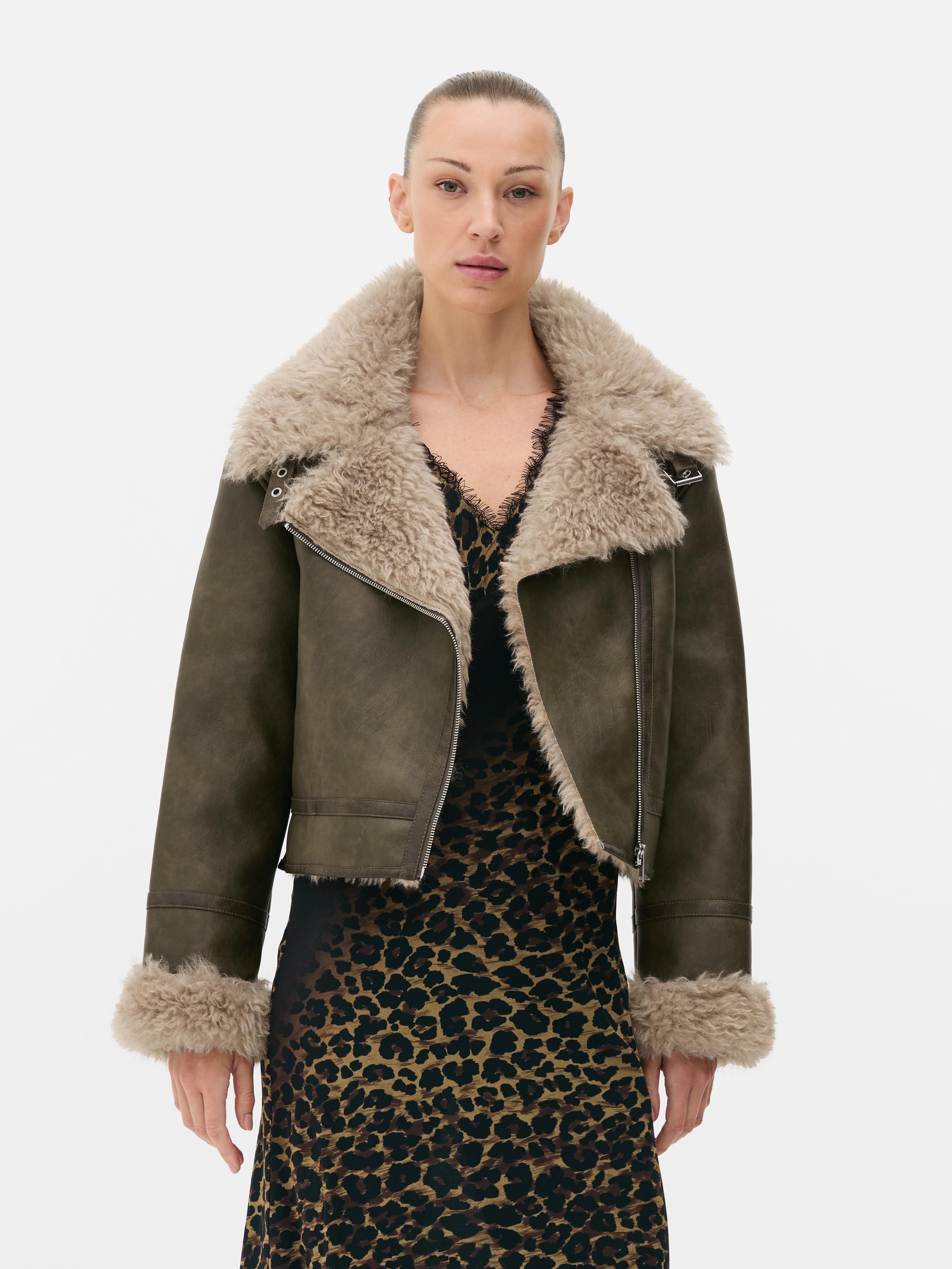 Rita Ora PU Aviator Jacket