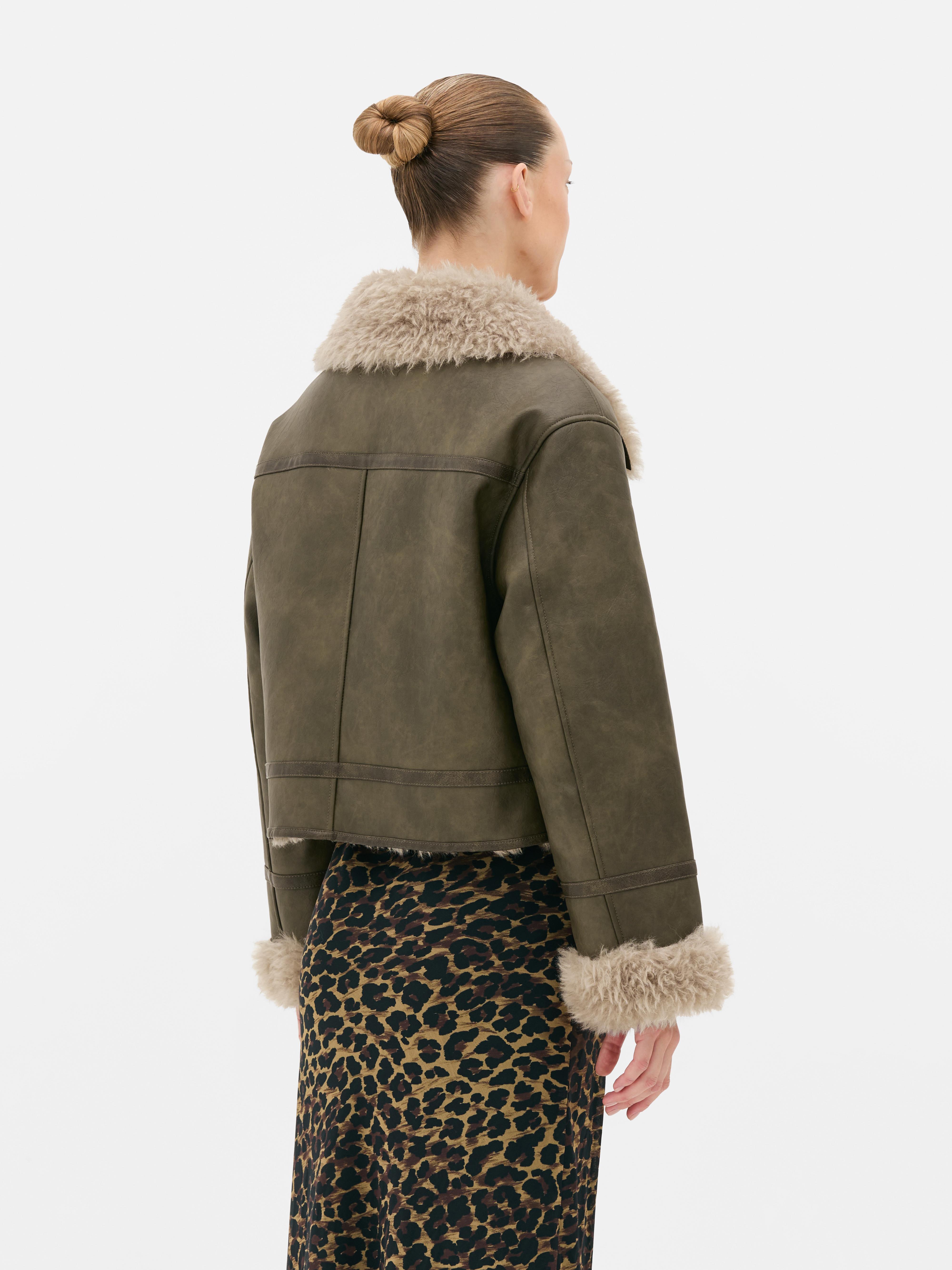 Rita Ora Faux Leather Aviator Jacket