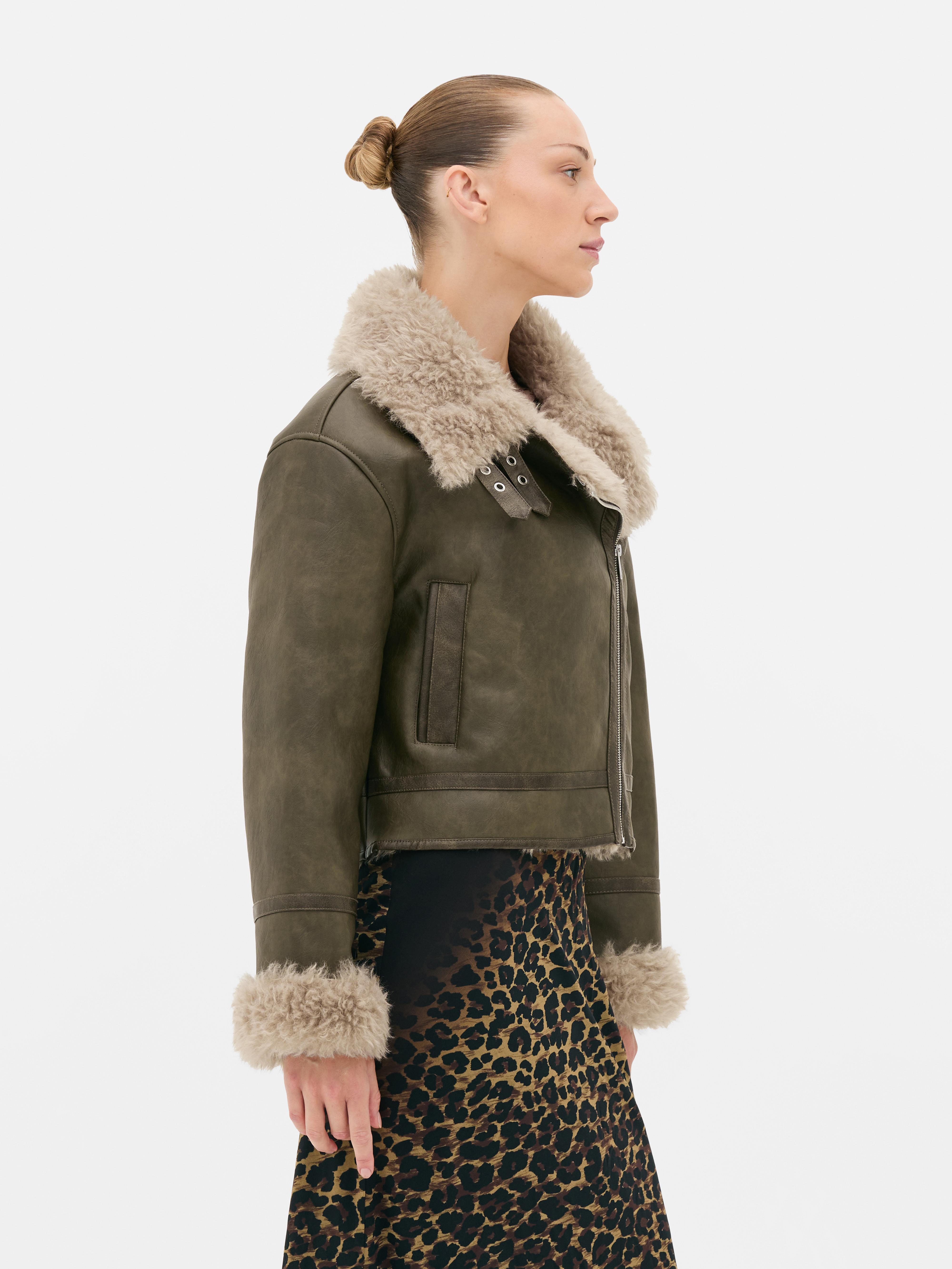 Rita Ora Faux Leather Aviator Jacket