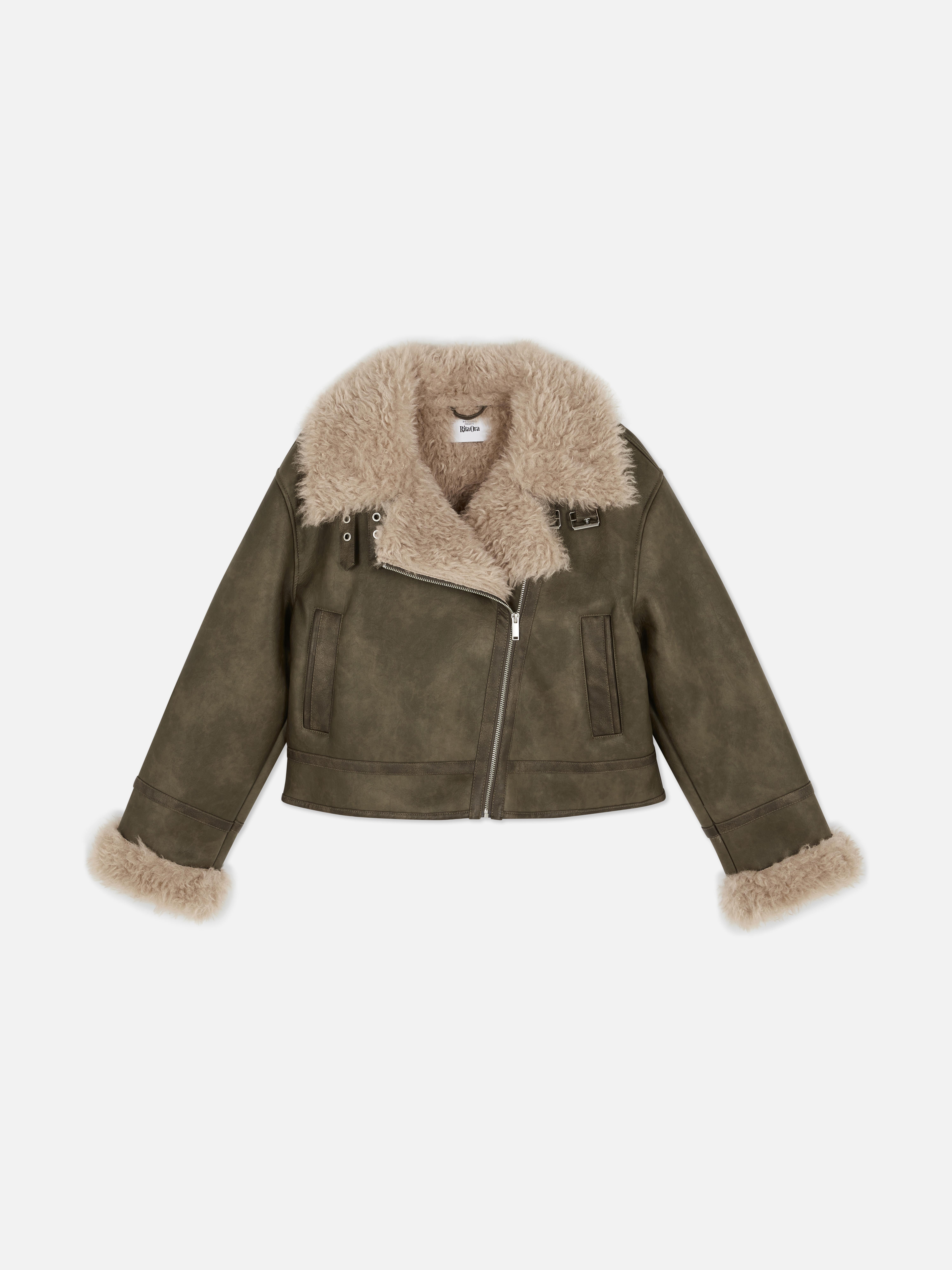 Rita Ora Faux Leather Aviator Jacket
