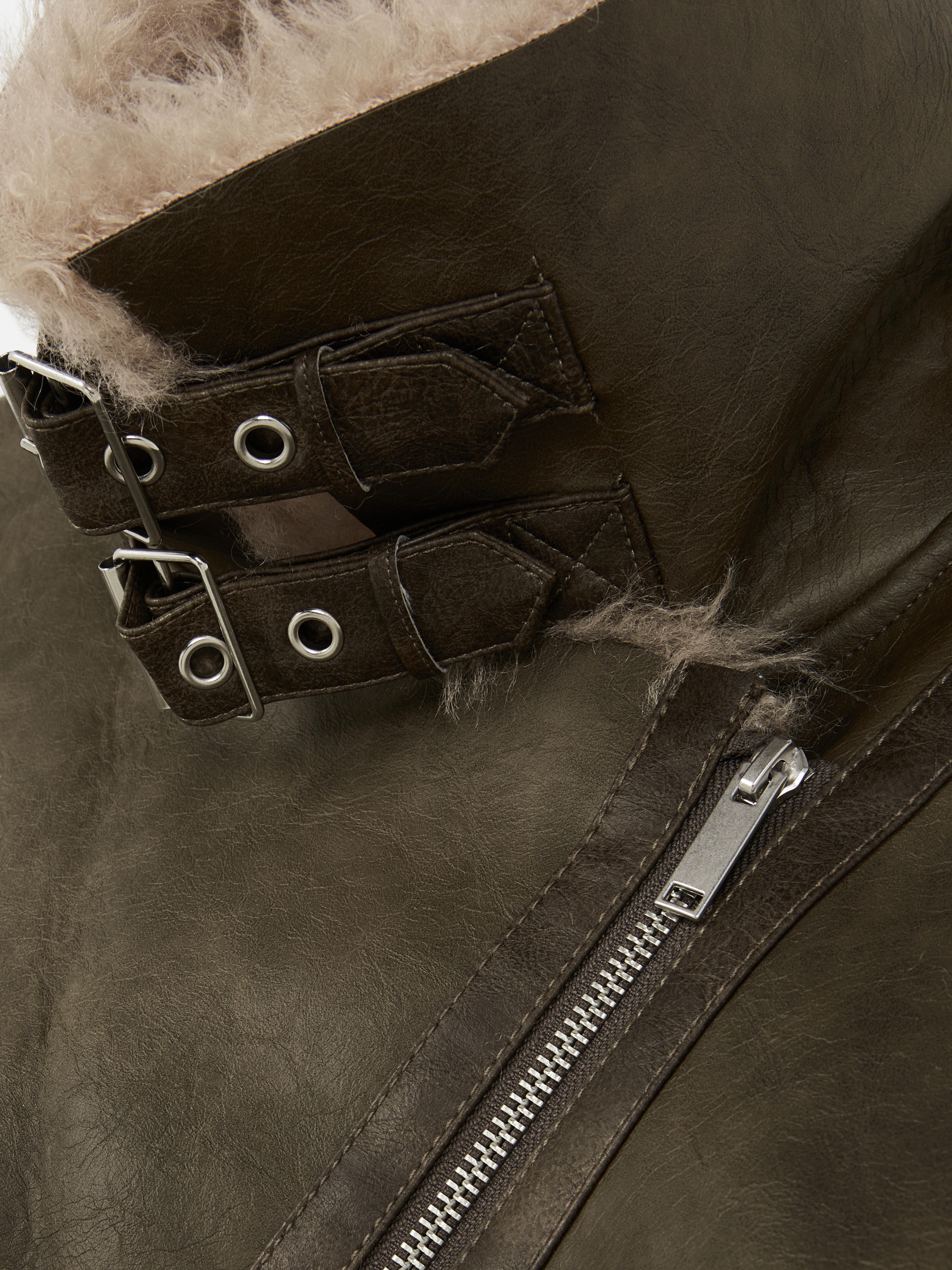 Rita Ora Faux Leather Aviator Jacket