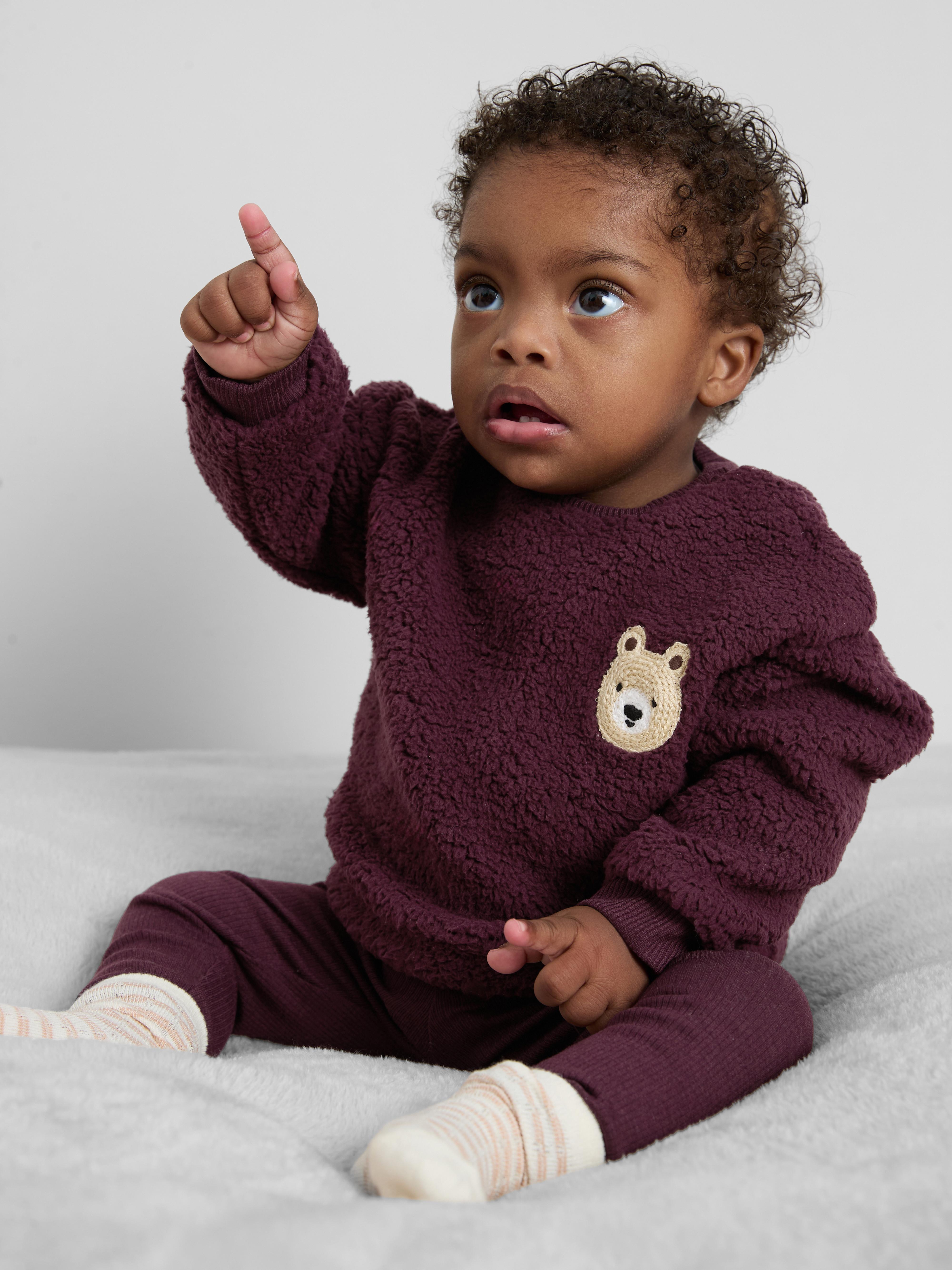 0-36mths | Borg Sweatshirt and Ribbed Leggings Set