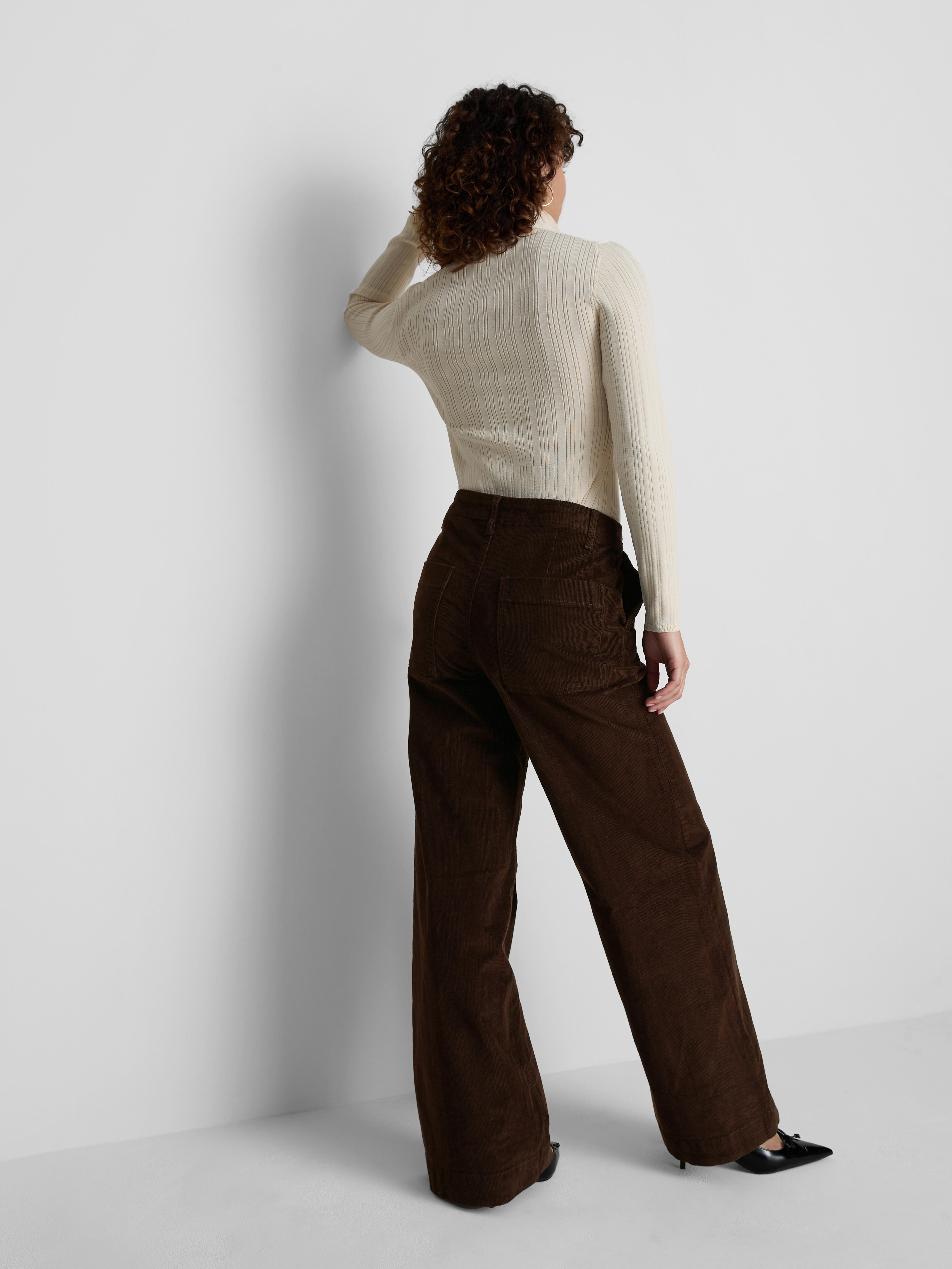 Mid Rise Corduroy Wide Leg Jeans