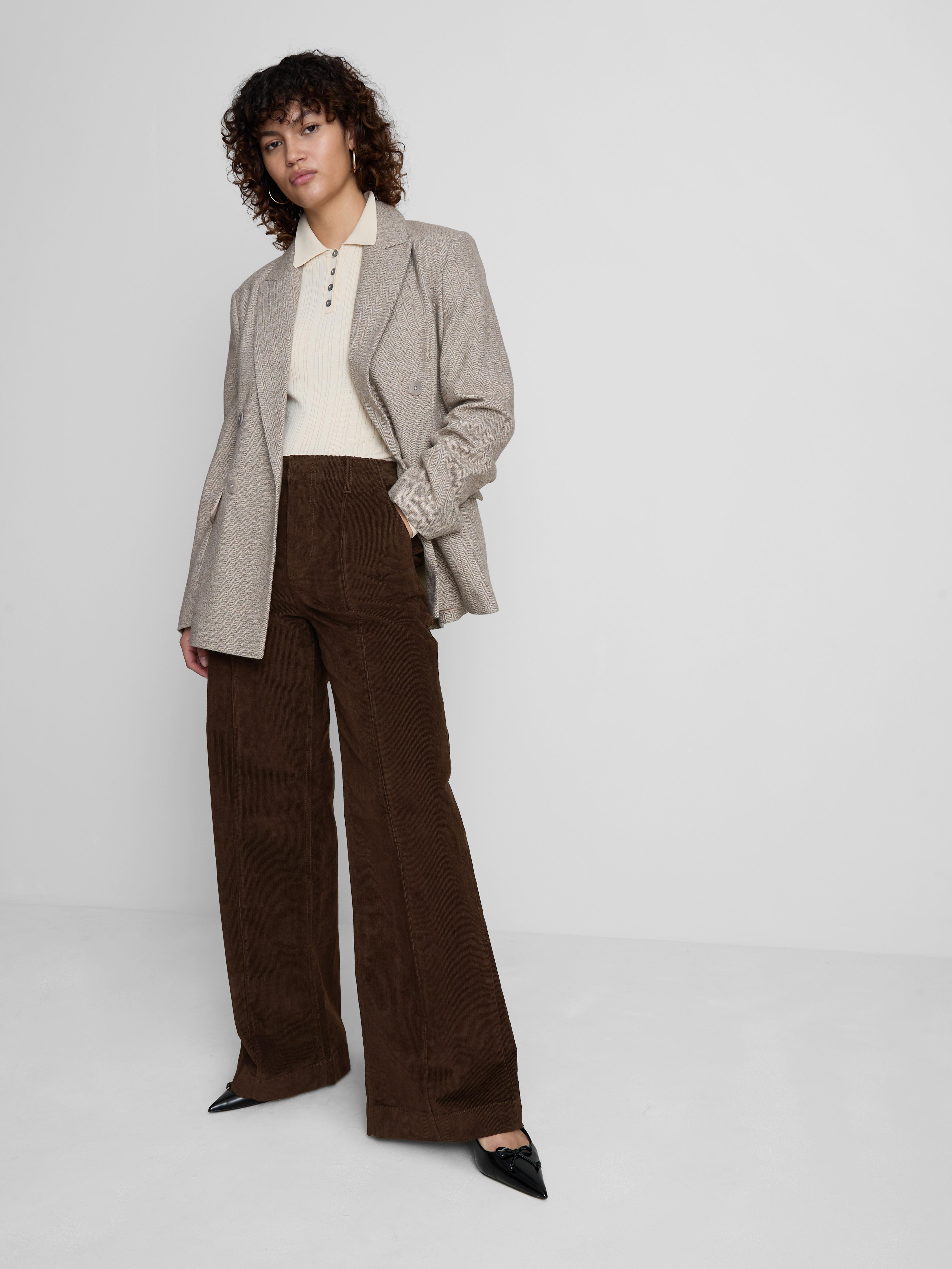 Mid Rise Corduroy Wide Leg Jeans