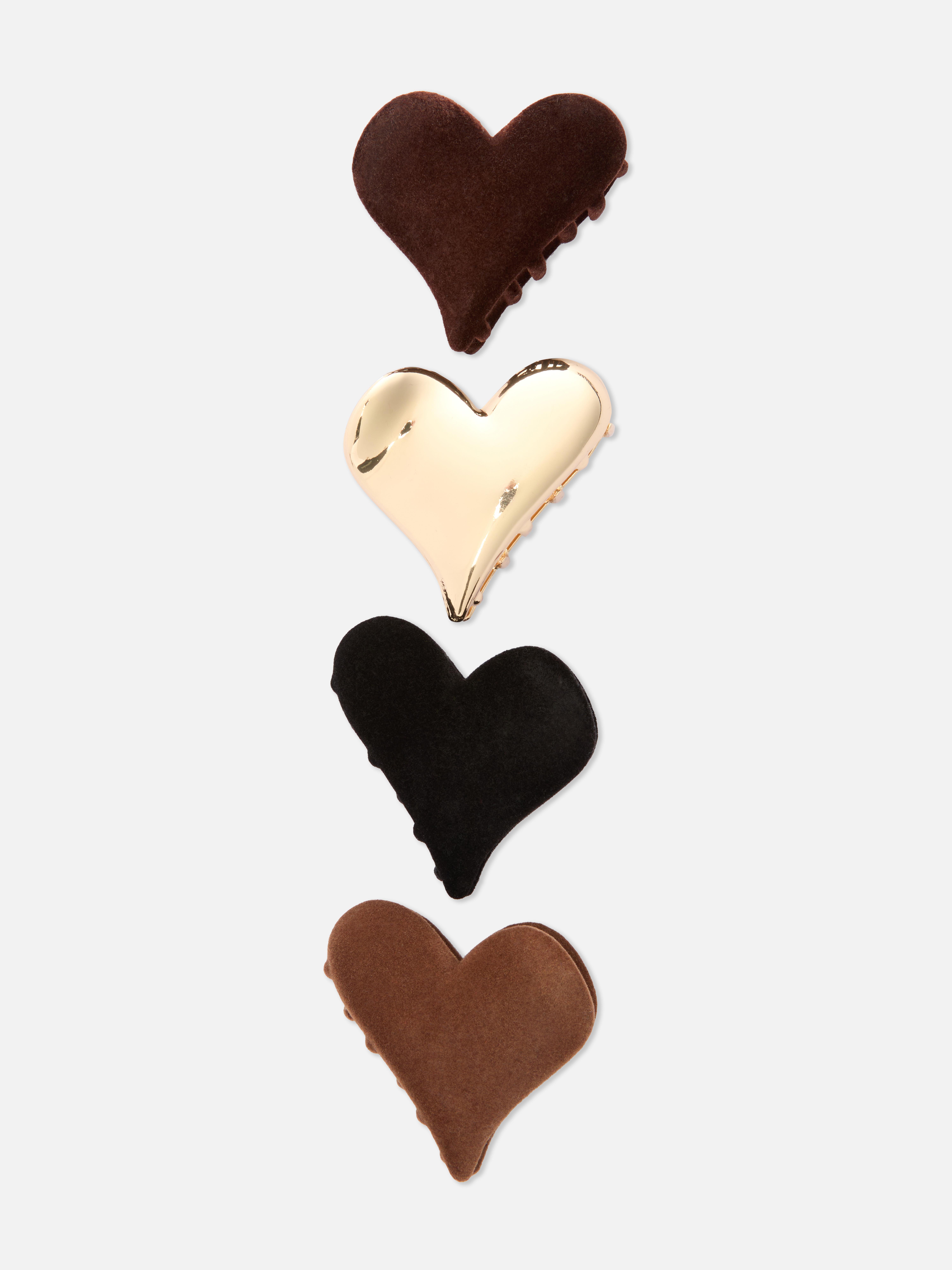 4pk Heart Claw Clips