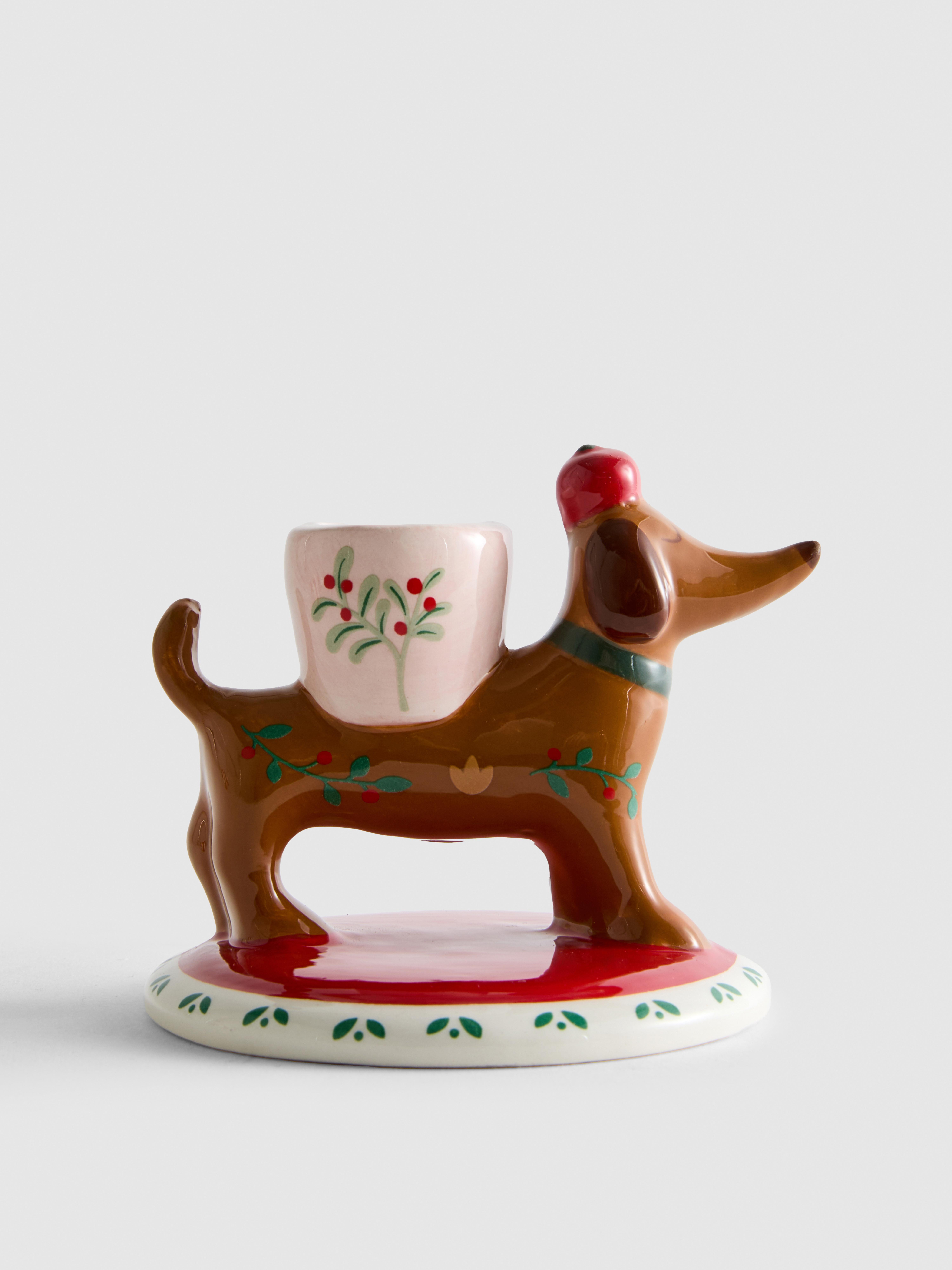 Weihnachtskerzenhalter in Dackelform