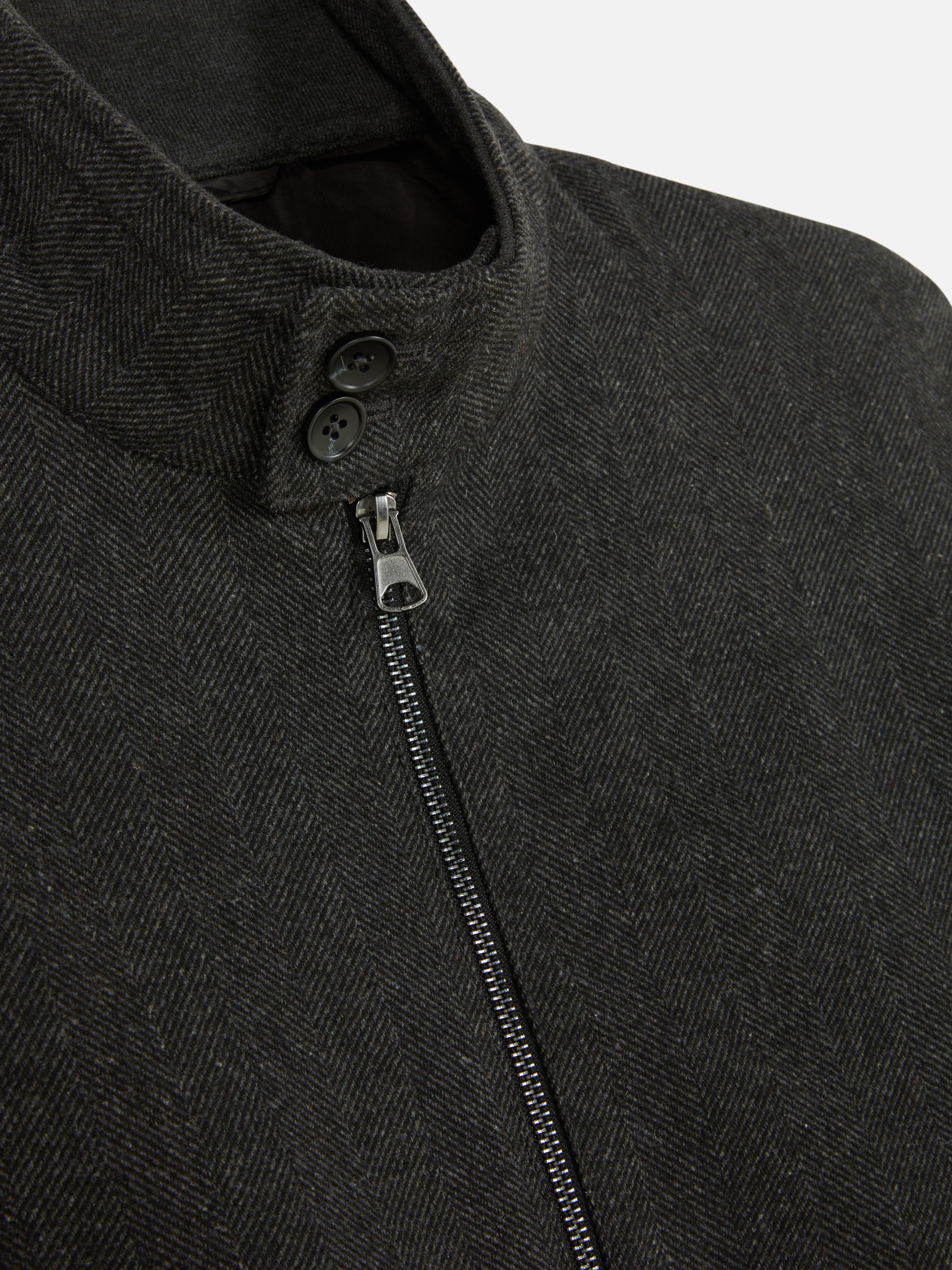 Harringtonjacke aus Wollgemisch mit Fischgrätmuster
