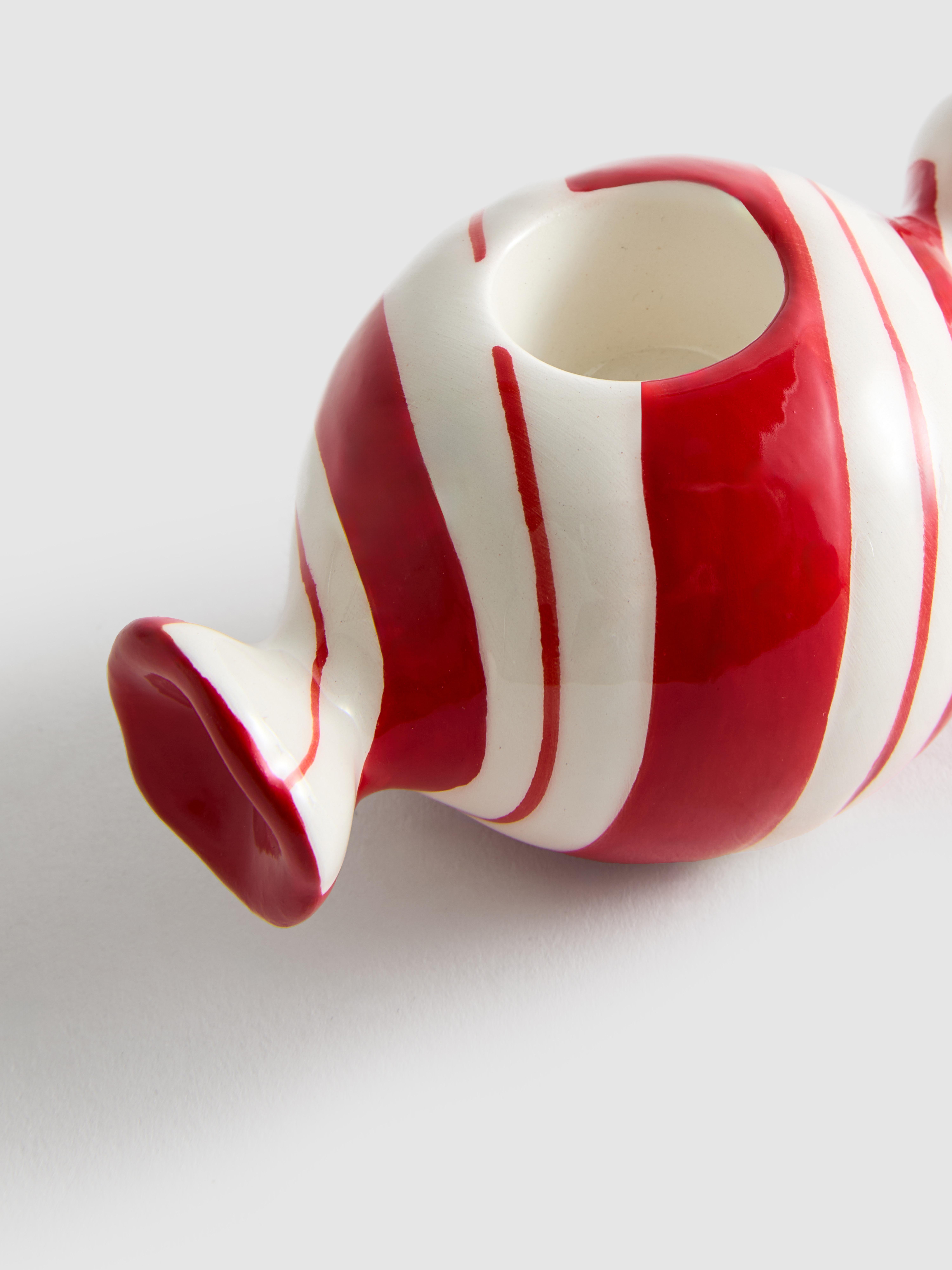 Keramik-Kerzenhalter in Form eines Weihnachtsbonbons